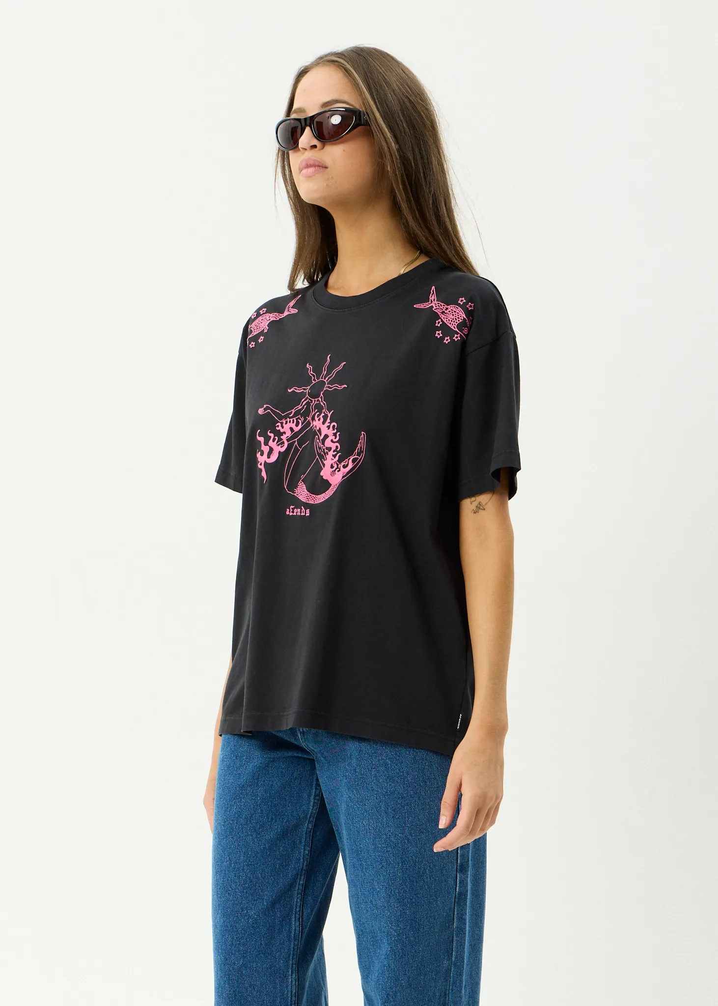 AFENDS Womens Sea Siren - Oversized Tee - Stone Black sold by Afends product image thumbnail 2