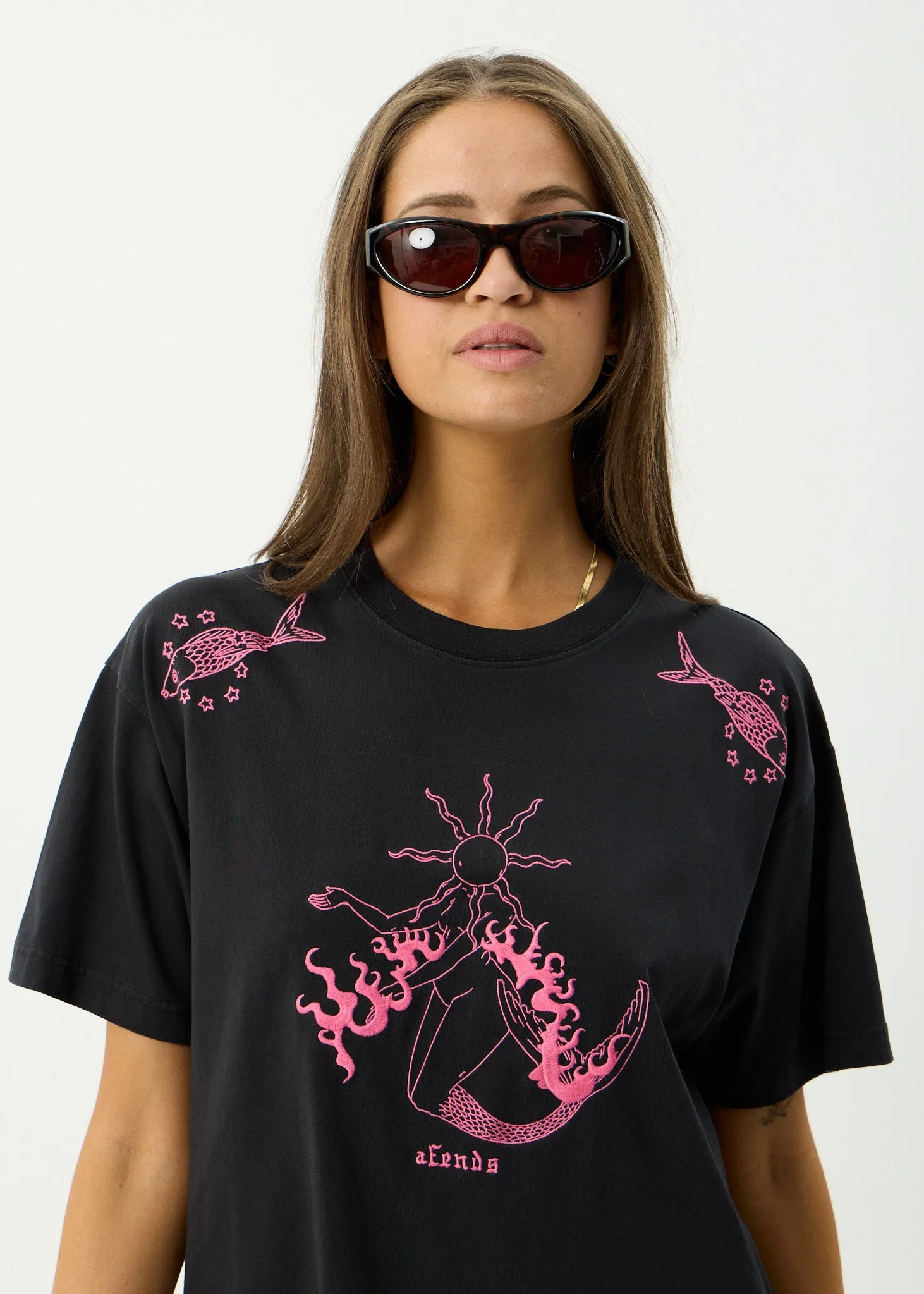 AFENDS Womens Sea Siren - Oversized Tee - Stone Black sold by Afends product image thumbnail 5