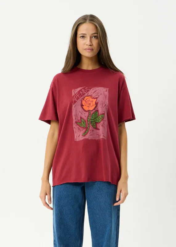 AFENDS Womens Single N Thorny - Oversized Tee - Burgundy sold by Afends