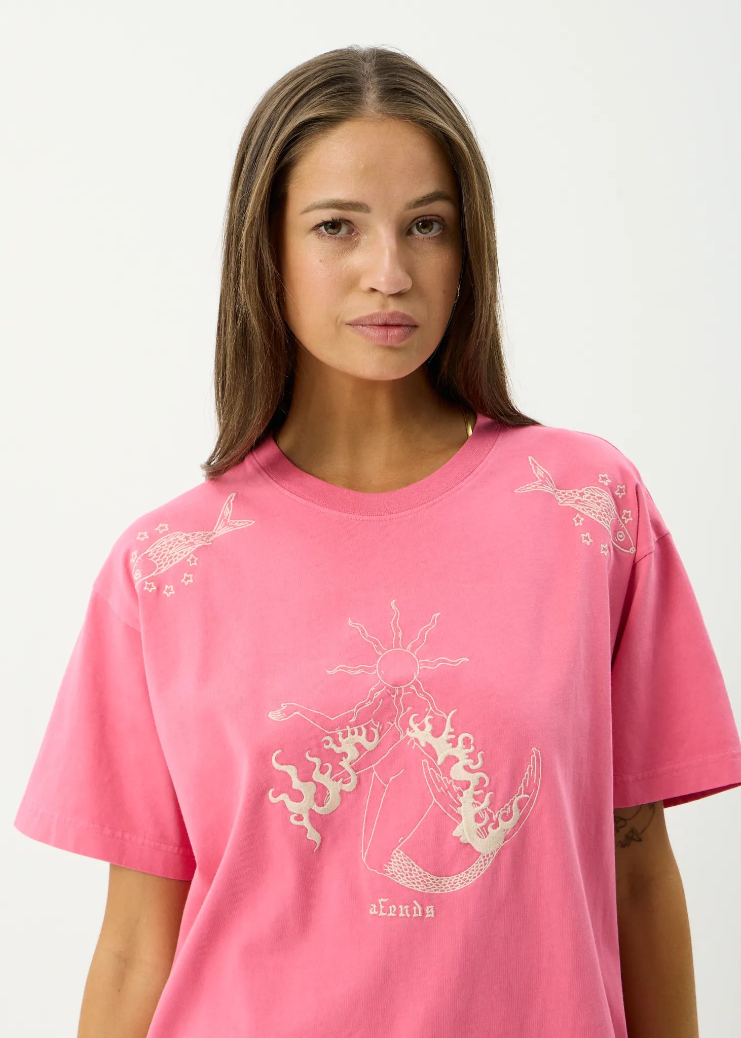 AFENDS Womens Sea Siren - Oversized Tee - Washed Raspberry sold by Afends product image thumbnail 5