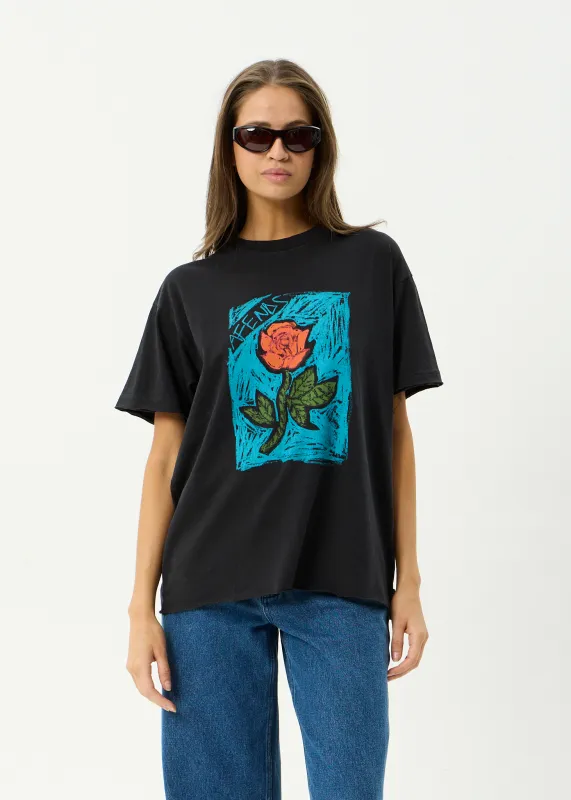 AFENDS Womens Single N Thorny - Oversized Tee - Stone Black sold by Afends