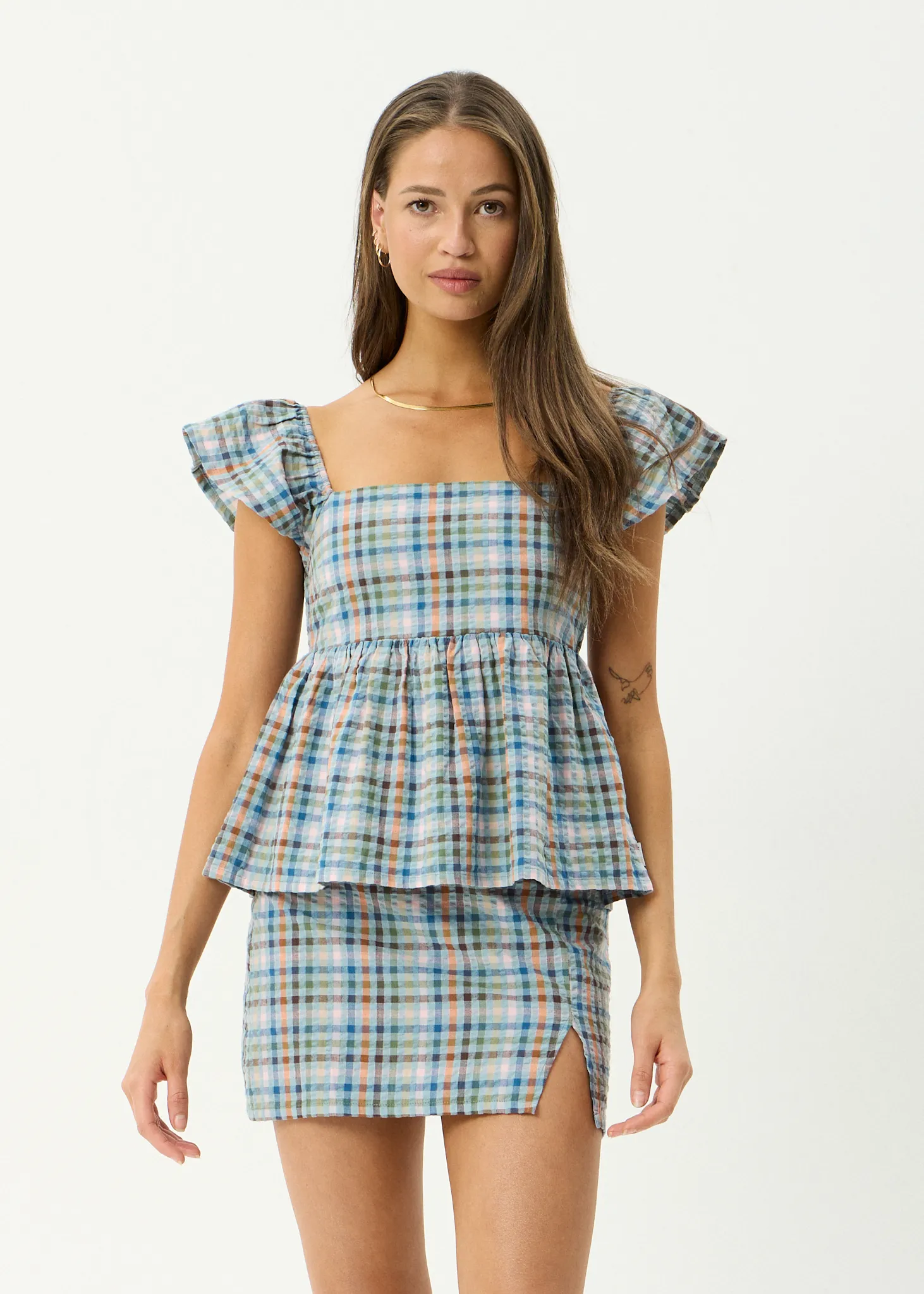 AFENDS Womens Amelie Check - Seersucker Top - Multi sold by Afends