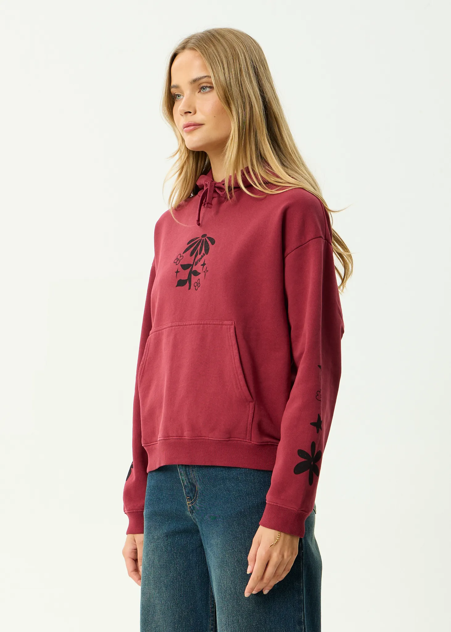 AFENDS Womens Garden Variety - Pull On Hood - Washed Burgundy sold by Afends product image thumbnail 3