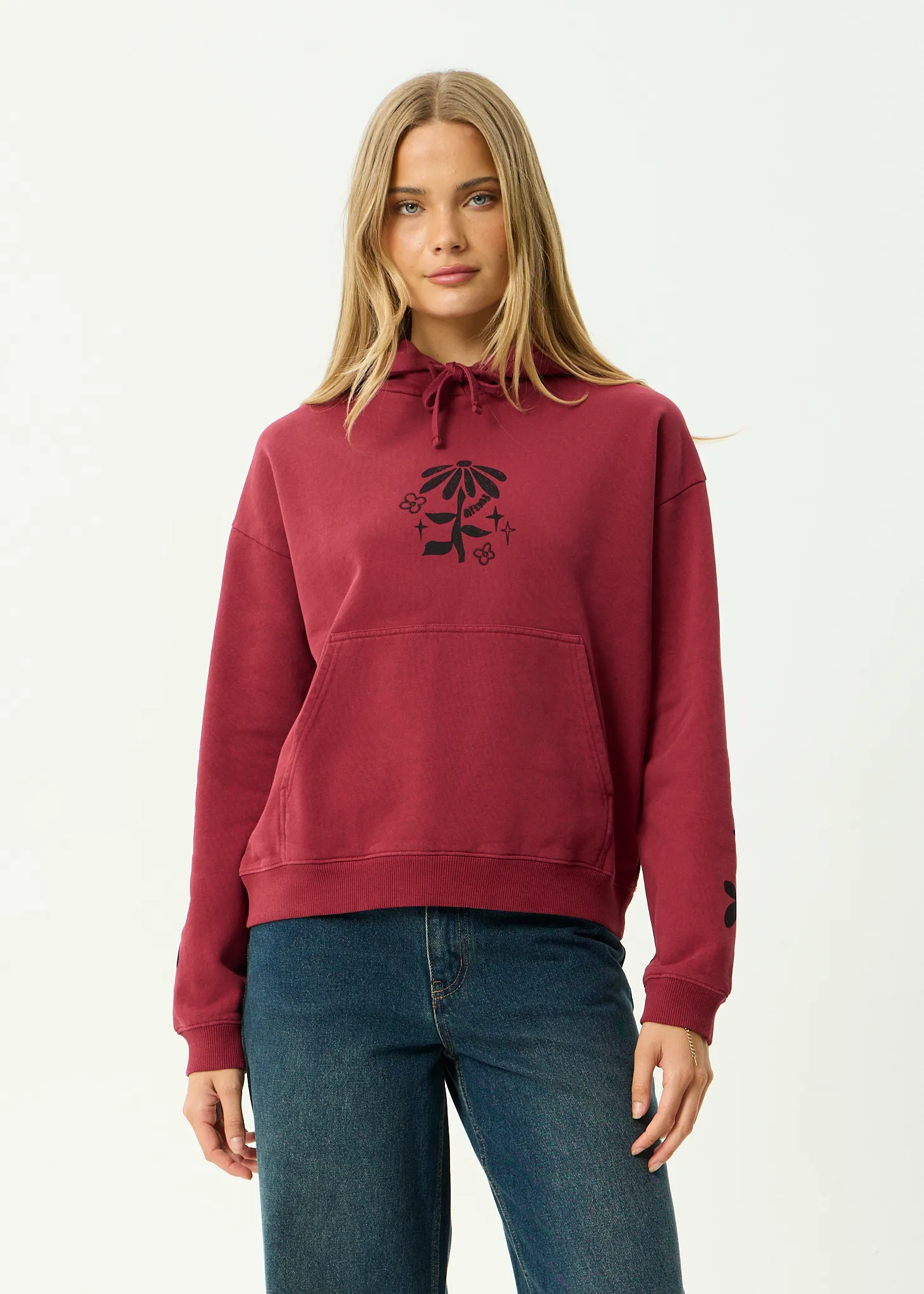 AFENDS Womens Garden Variety - Pull On Hood - Washed Burgundy sold by Afends product image thumbnail 2