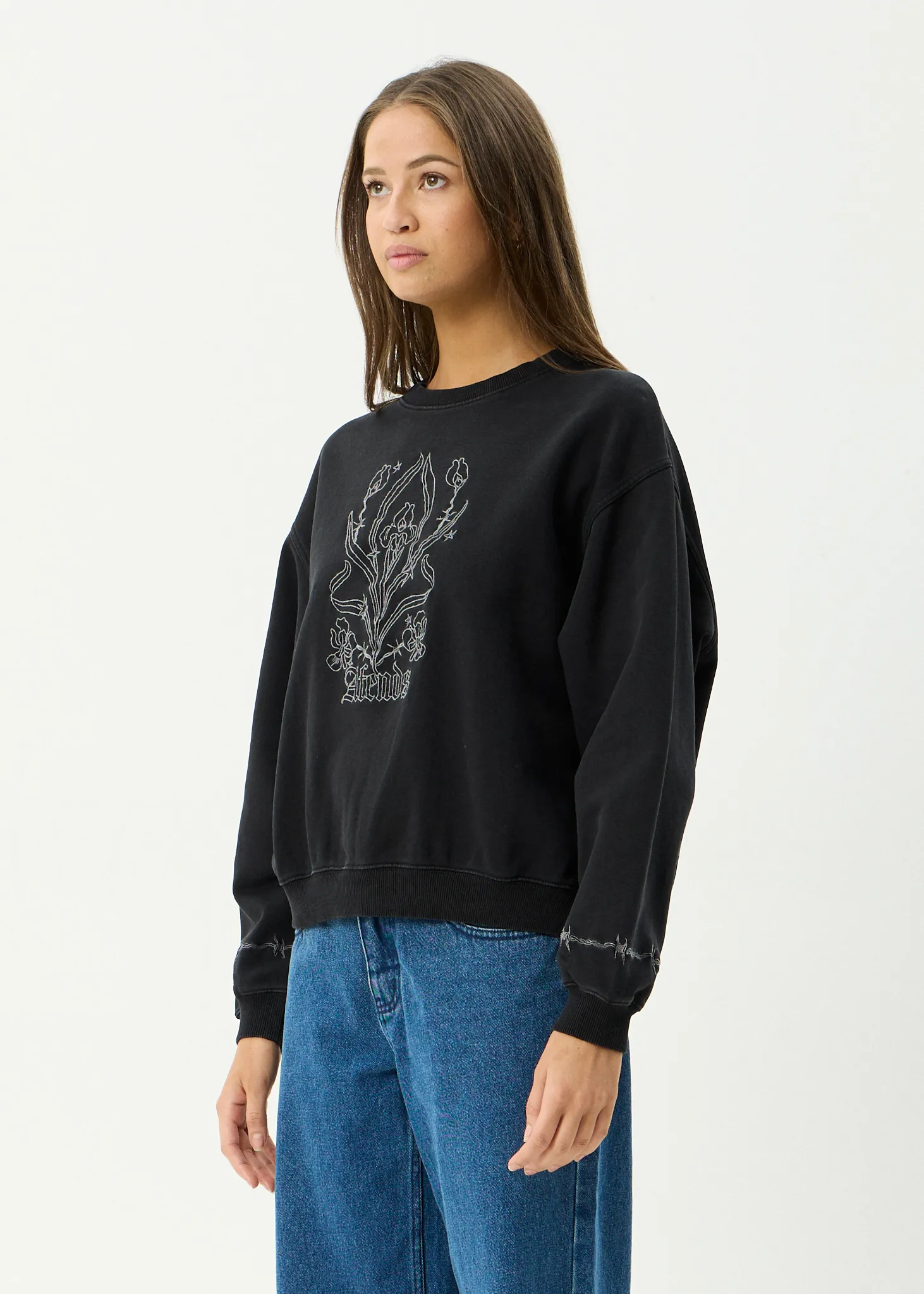 AFENDS Womens Good Nature - Crew Neck Jumper - Stone Black sold by Afends product image thumbnail 3