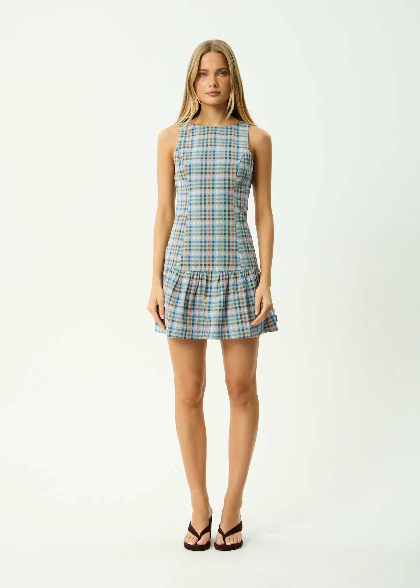 AFENDS Womens Amelie Check - Seersucker Mini Dress - Multi sold by Afends