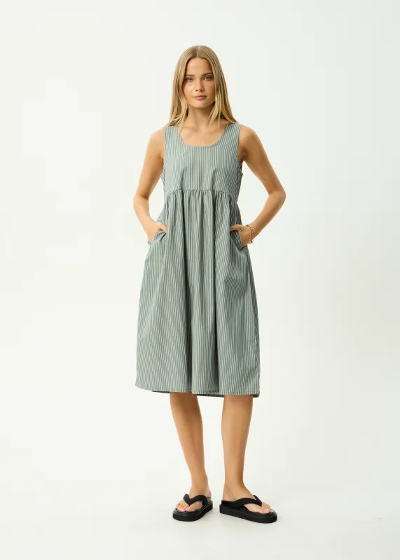 AFENDS Womens Pinned - Midi Dress - Sycamore Stripe sold by Afends