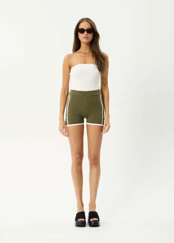 AFENDS Womens Blaze - Knit Short - Deep Olive made by Afends
