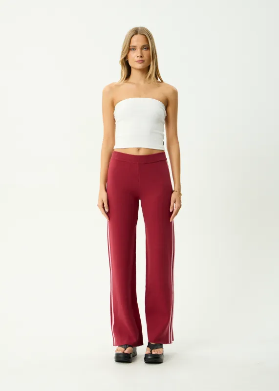 AFENDS Womens Sunny - Knit Pant - Burgundy made by Afends