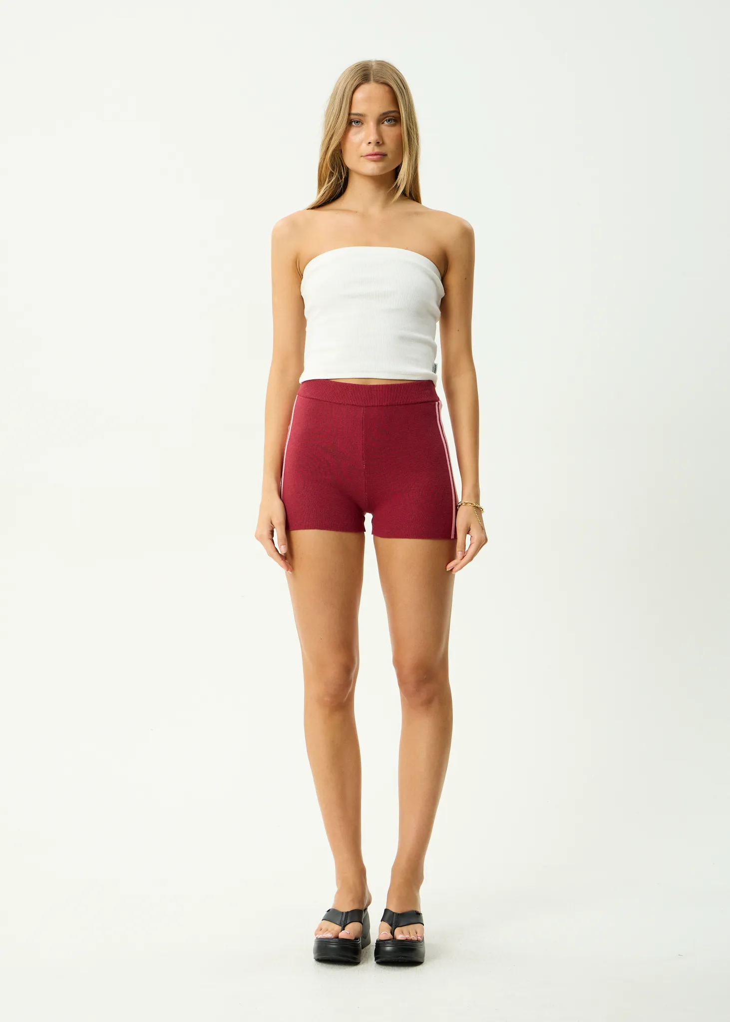 AFENDS Womens Sunny - Knit Short - Burgundy sold by Afends