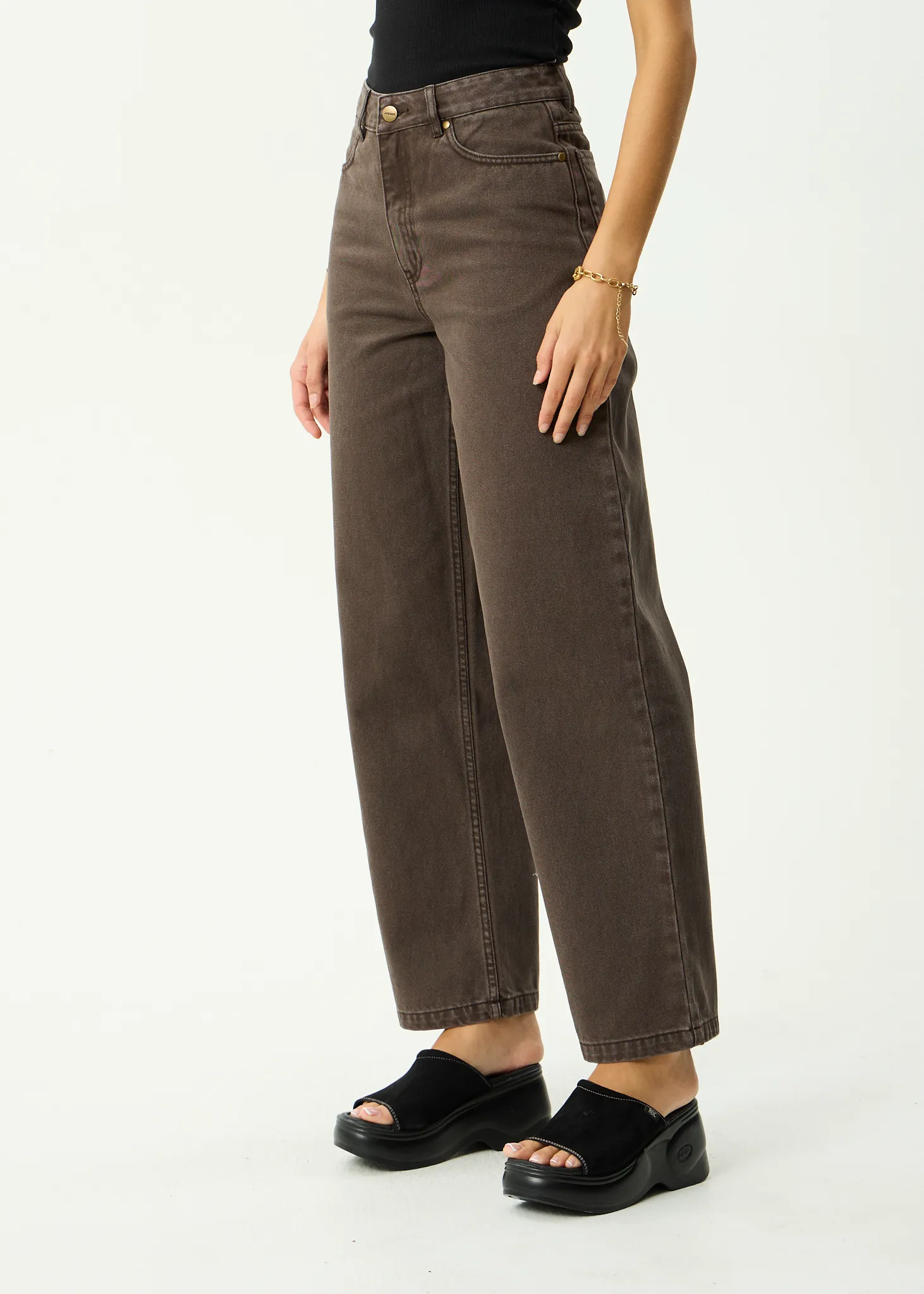 AFENDS Womens Bella - Denim Wide Leg Baggy Jean - Washed Coffee sold by Afends product image thumbnail 3