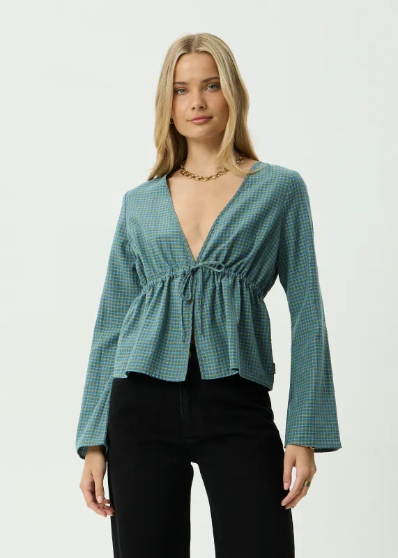 AFENDS Womens Voyager - Tie Top - Deep Olive Voyager made by Afends