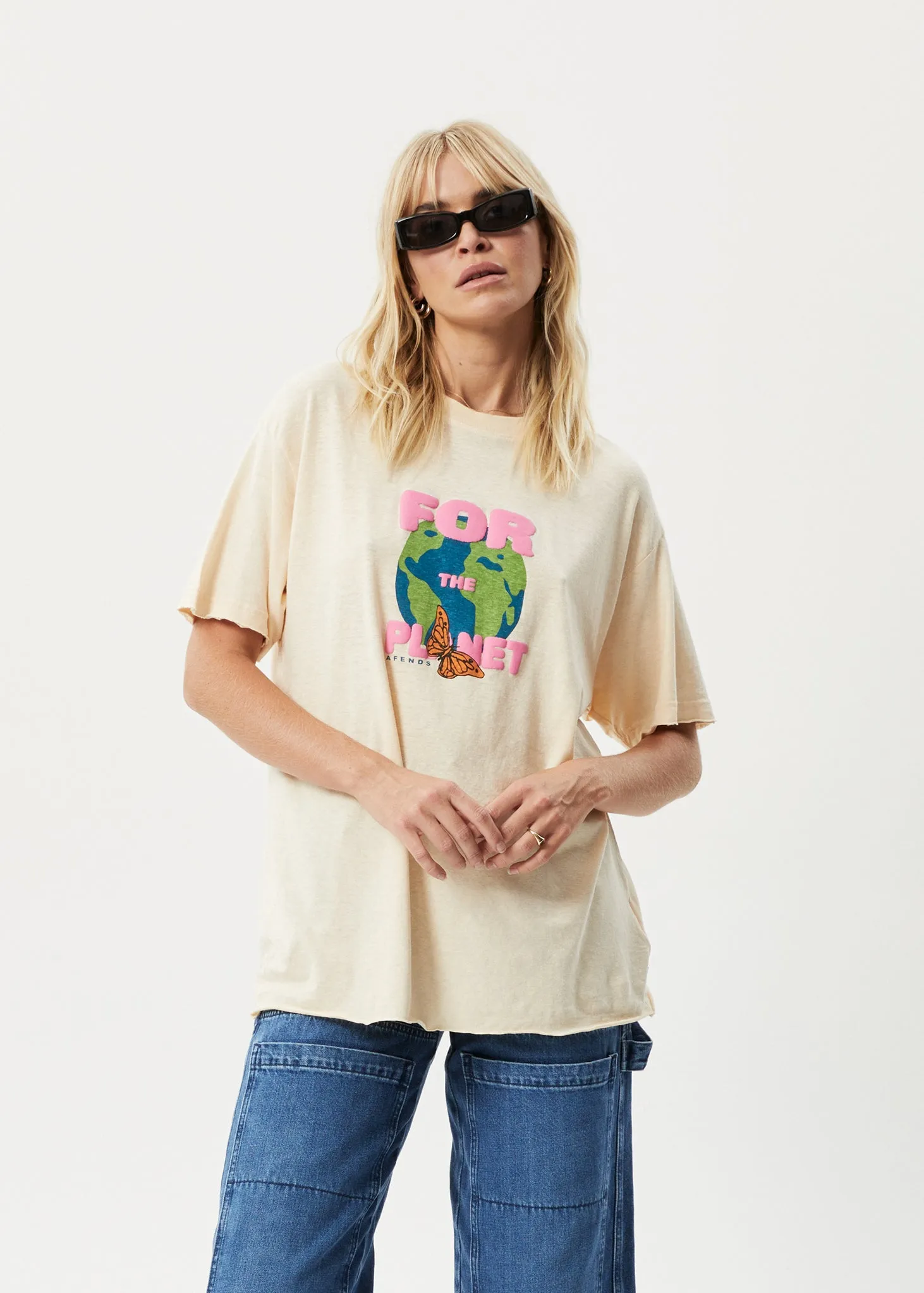 AFENDS Womens Planet - Oversized T-Shirt - Sand sold by Afends