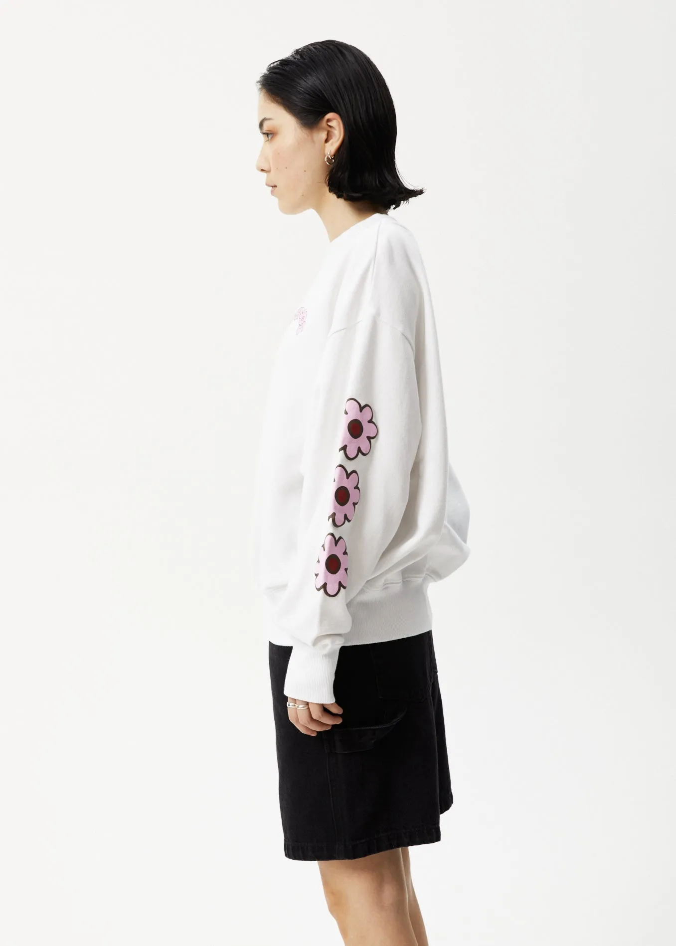 AFENDS Womens Flower - Crew Neck Jumper - White sold by Afends product image thumbnail 4