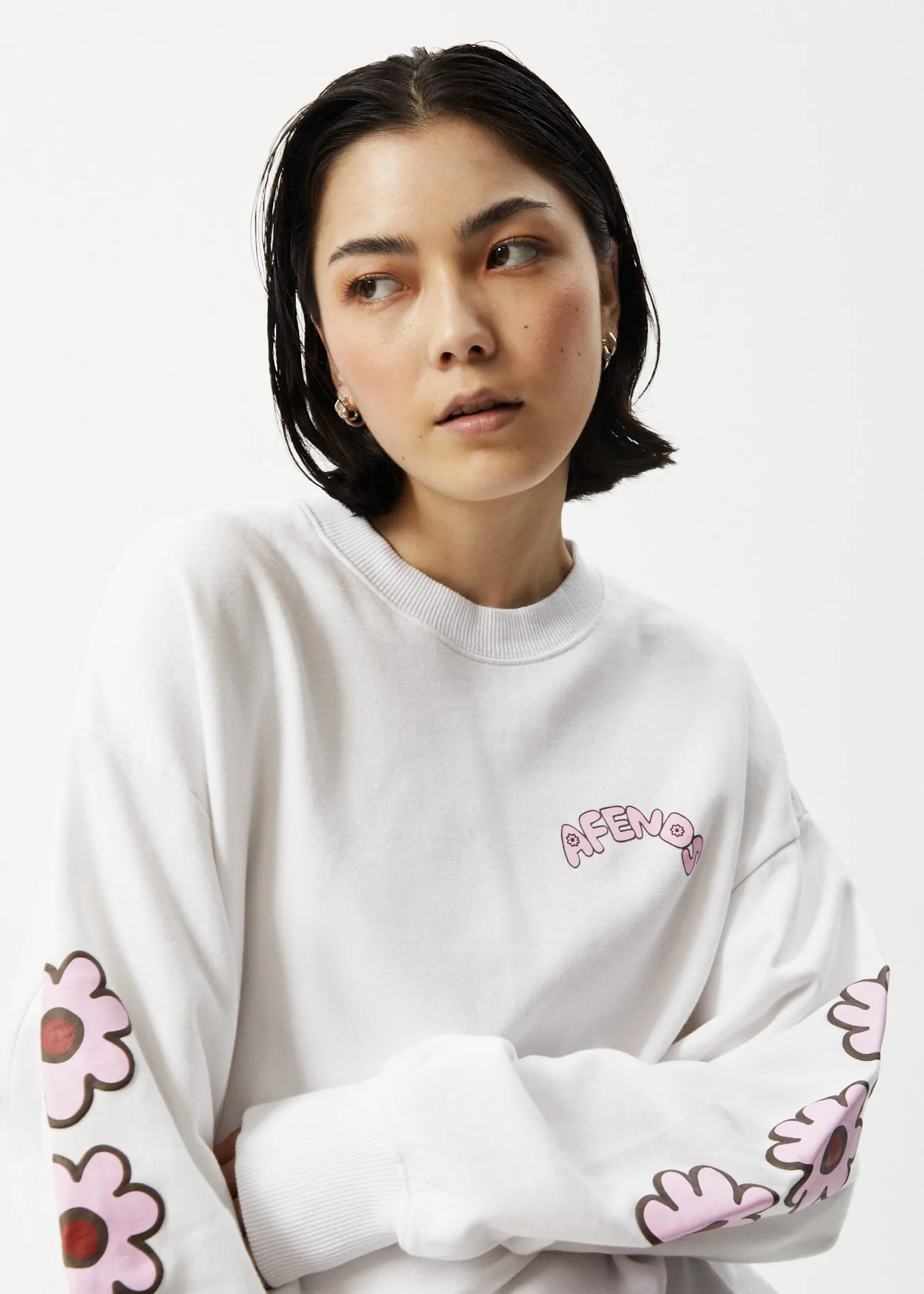 AFENDS Womens Flower - Crew Neck Jumper - White sold by Afends product image thumbnail 2