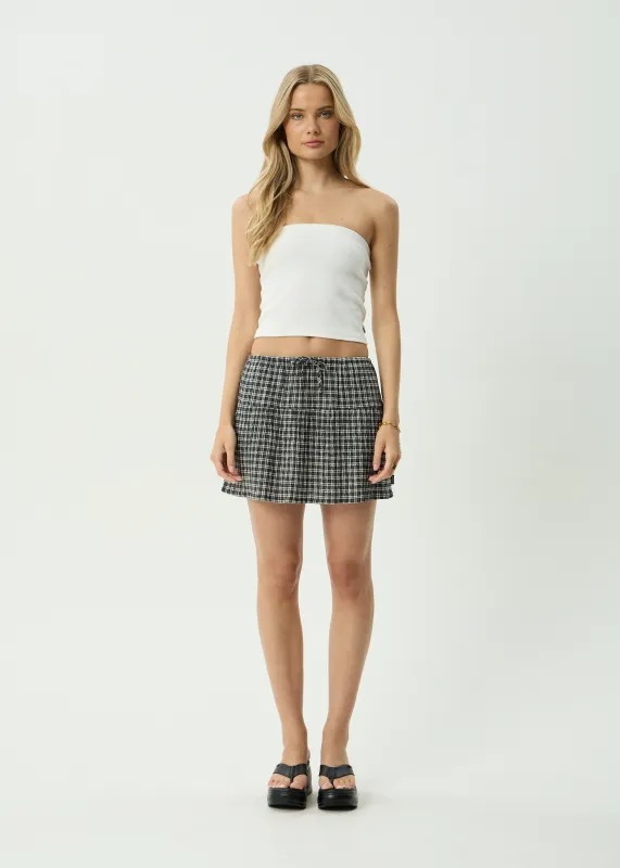 AFENDS Womens Poppi - Seersucker Mini Skirt - Steel Check made by Afends