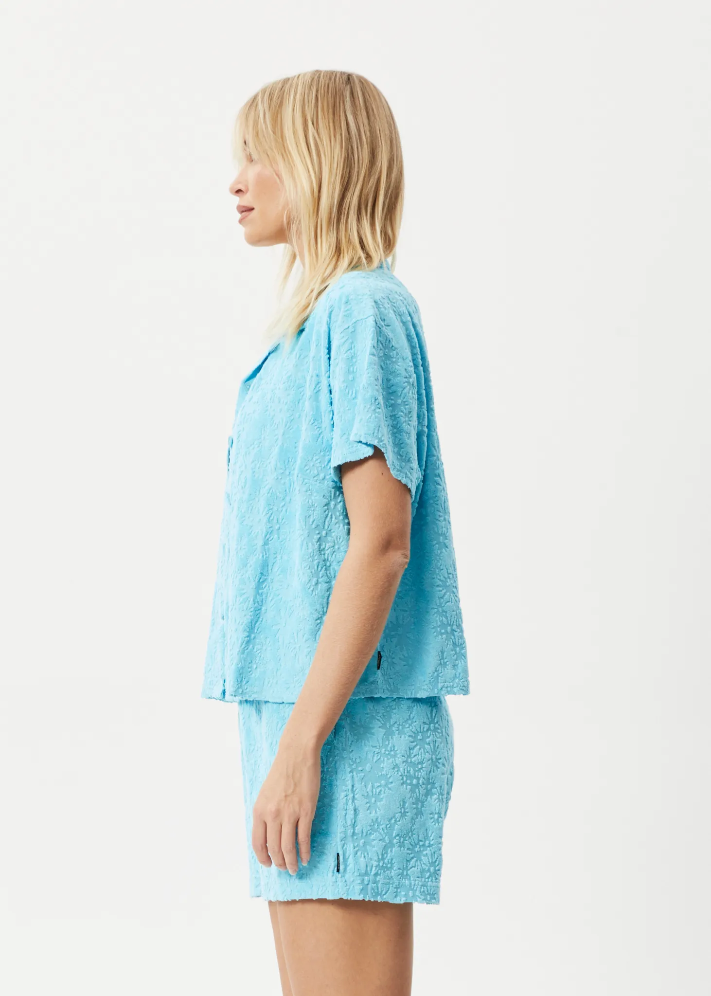 AFENDS Womens Moon - Terry Short Sleeve Shirt - Blue Daisy sold by Afends product image thumbnail 4