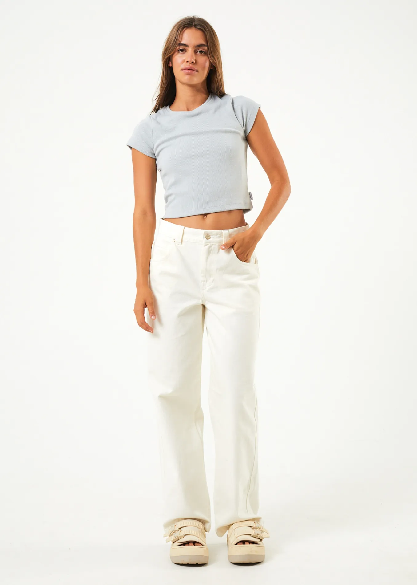 AFENDS Womens Bella - Denim Baggy Jean - Off White sold by Afends