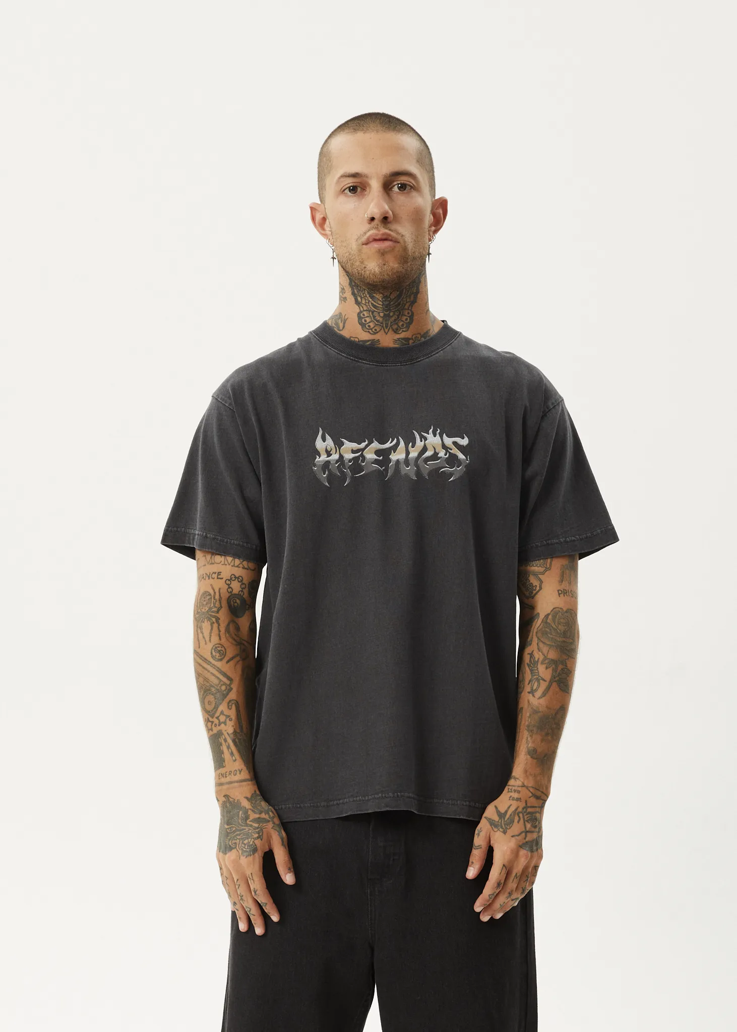 AFENDS Mens Scorched - Heavyweight Boxy Tee - Stone Black sold by Afends product image thumbnail 2