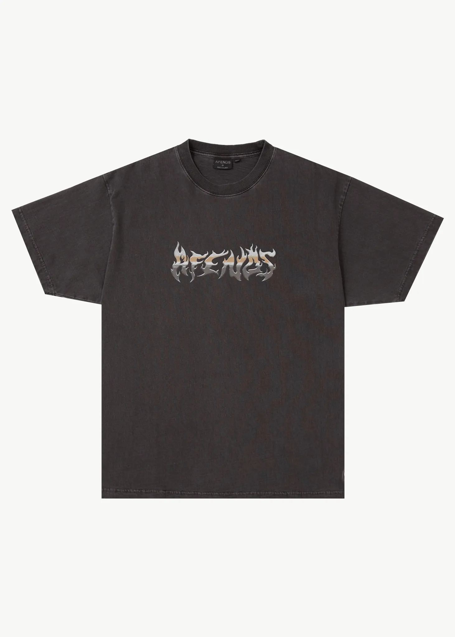 AFENDS Mens Scorched - Heavyweight Boxy Tee - Stone Black sold by Afends