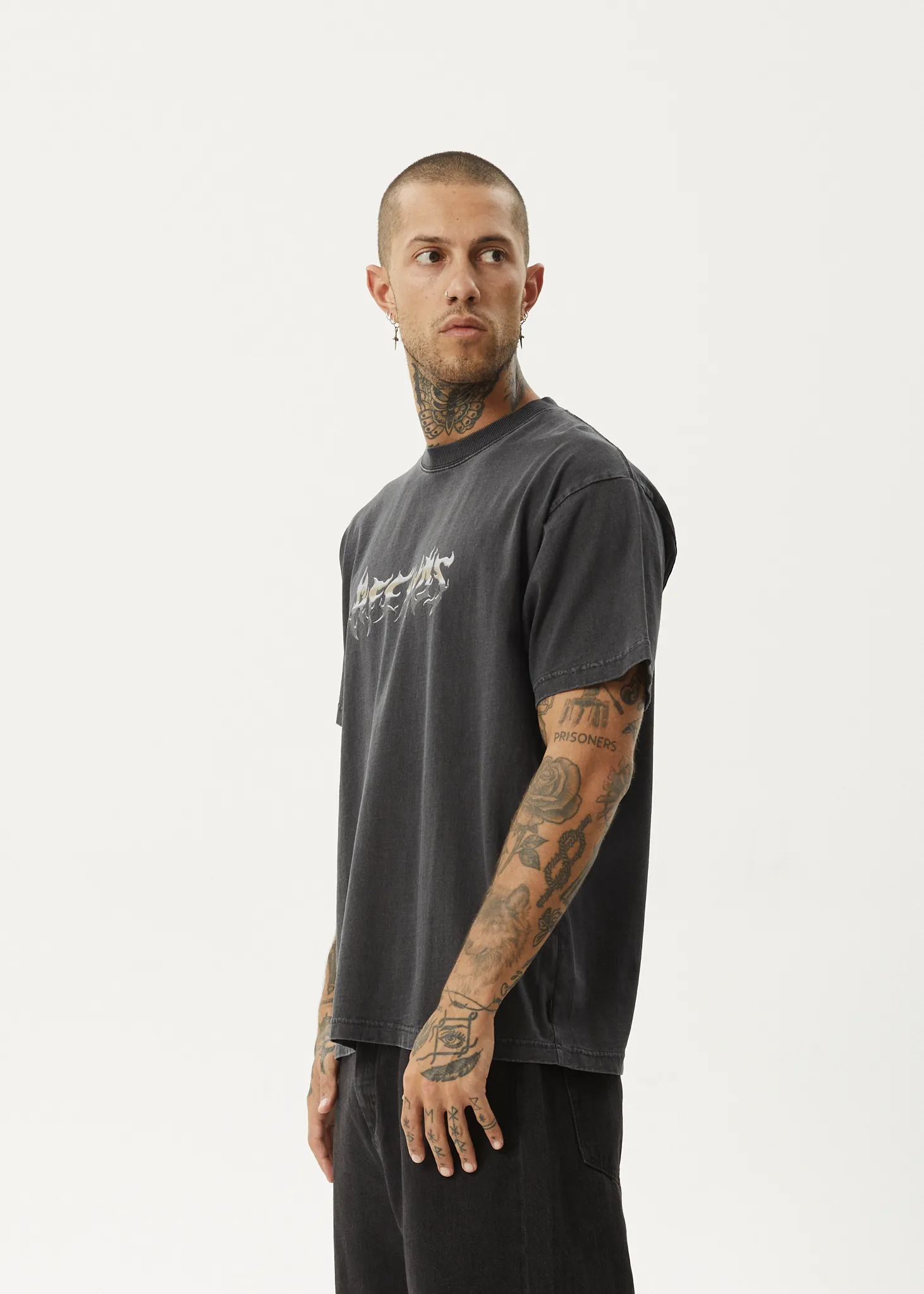 AFENDS Mens Scorched - Heavyweight Boxy Tee - Stone Black sold by Afends product image thumbnail 3