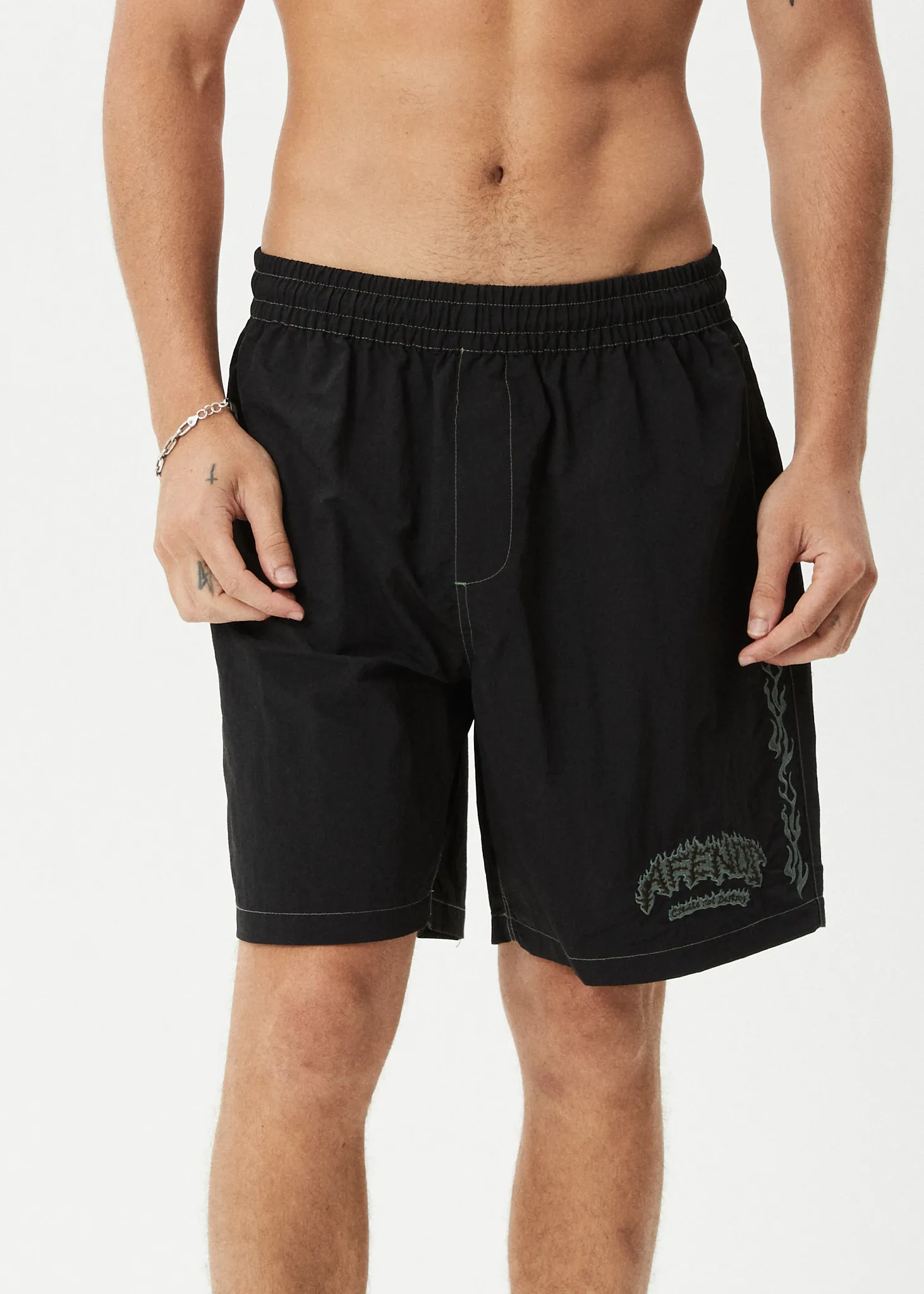 AFENDS Mens Flame On - Baywatch Swim Short 18" - Black sold by Afends product image thumbnail 2