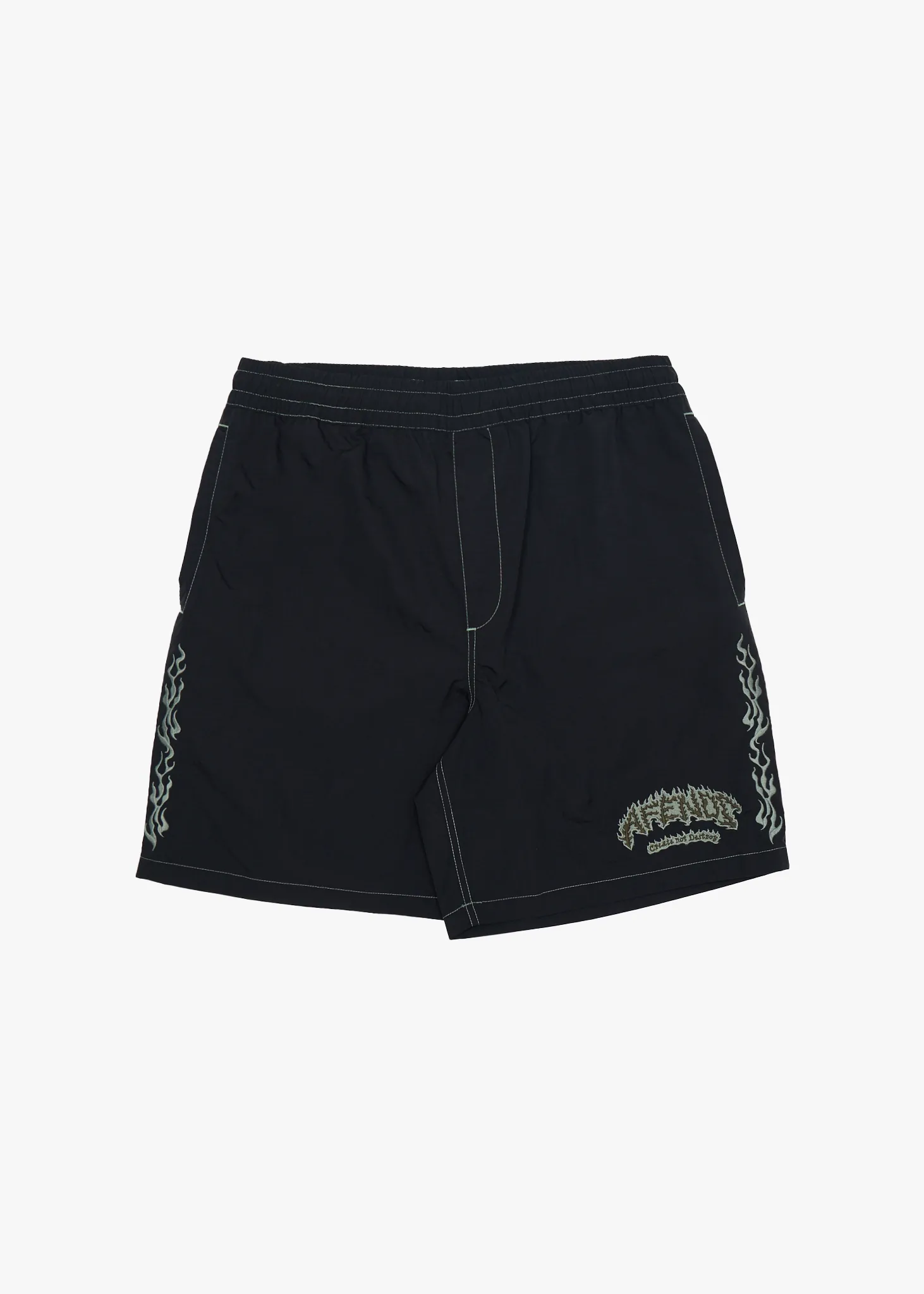 AFENDS Mens Flame On - Baywatch Swim Short 18" - Black sold by Afends