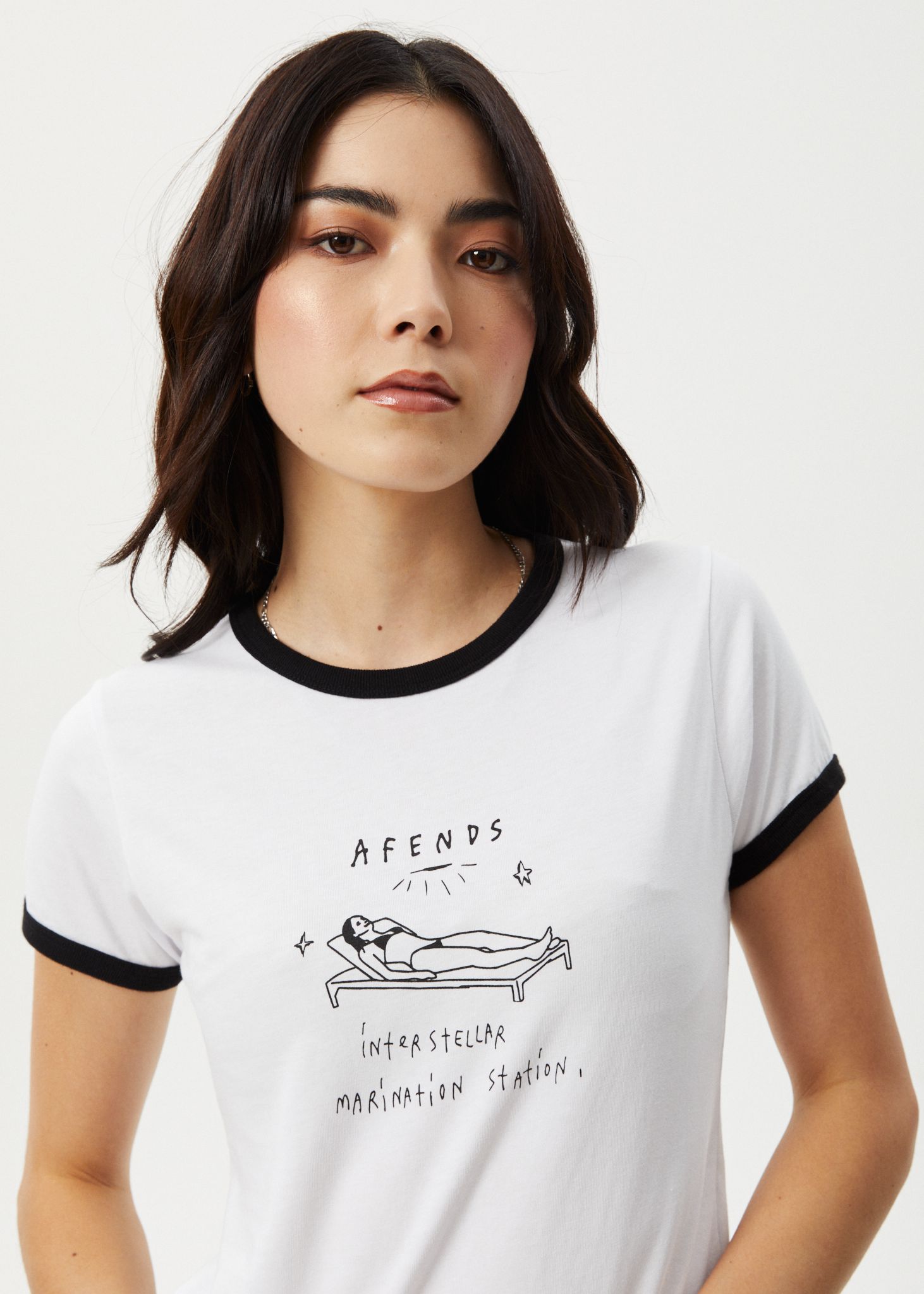 Afends Womens Baked - Ringer Baby Tee - White sold by Afends product image thumbnail 3