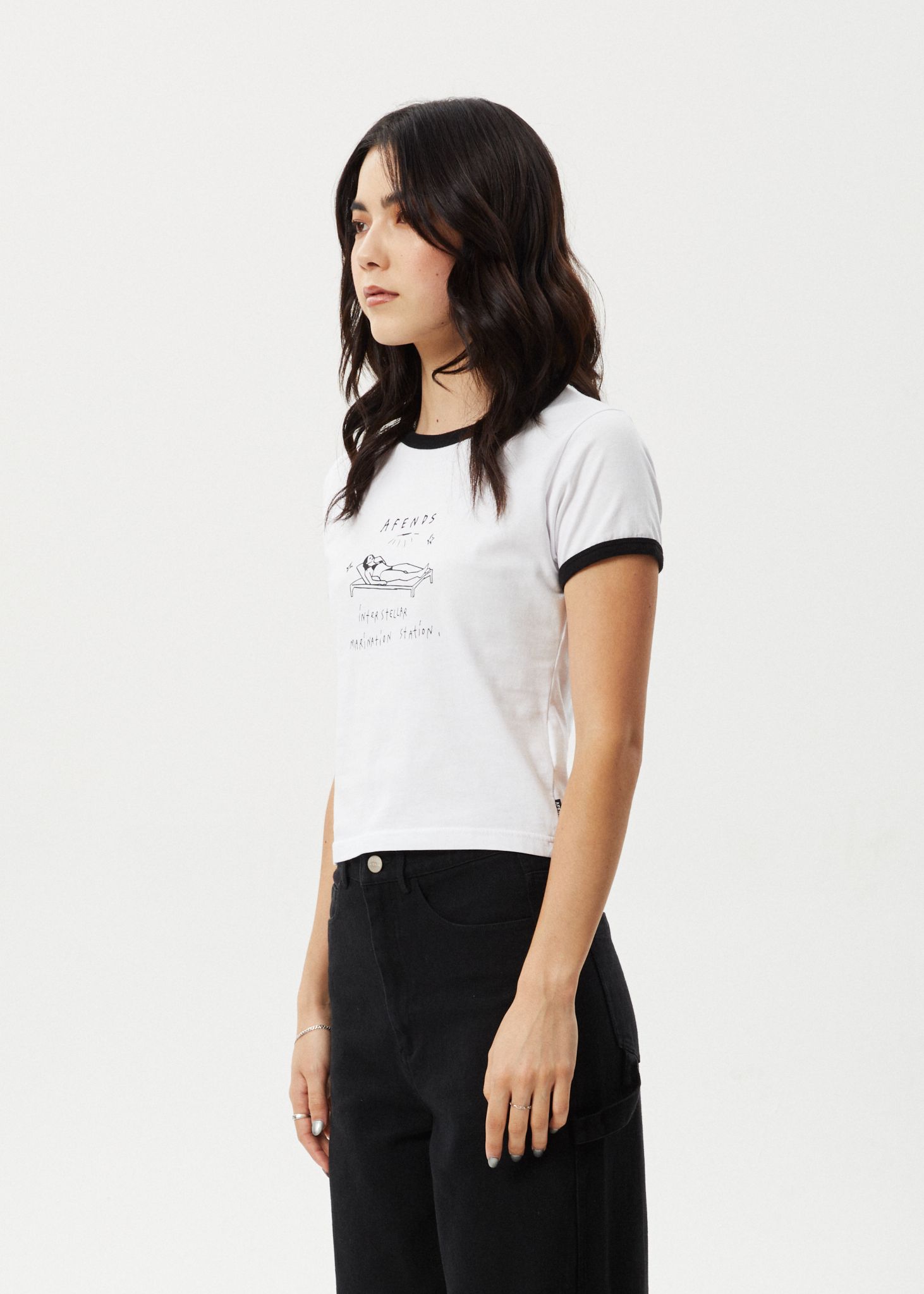 Afends Womens Baked - Ringer Baby Tee - White sold by Afends product image thumbnail 5
