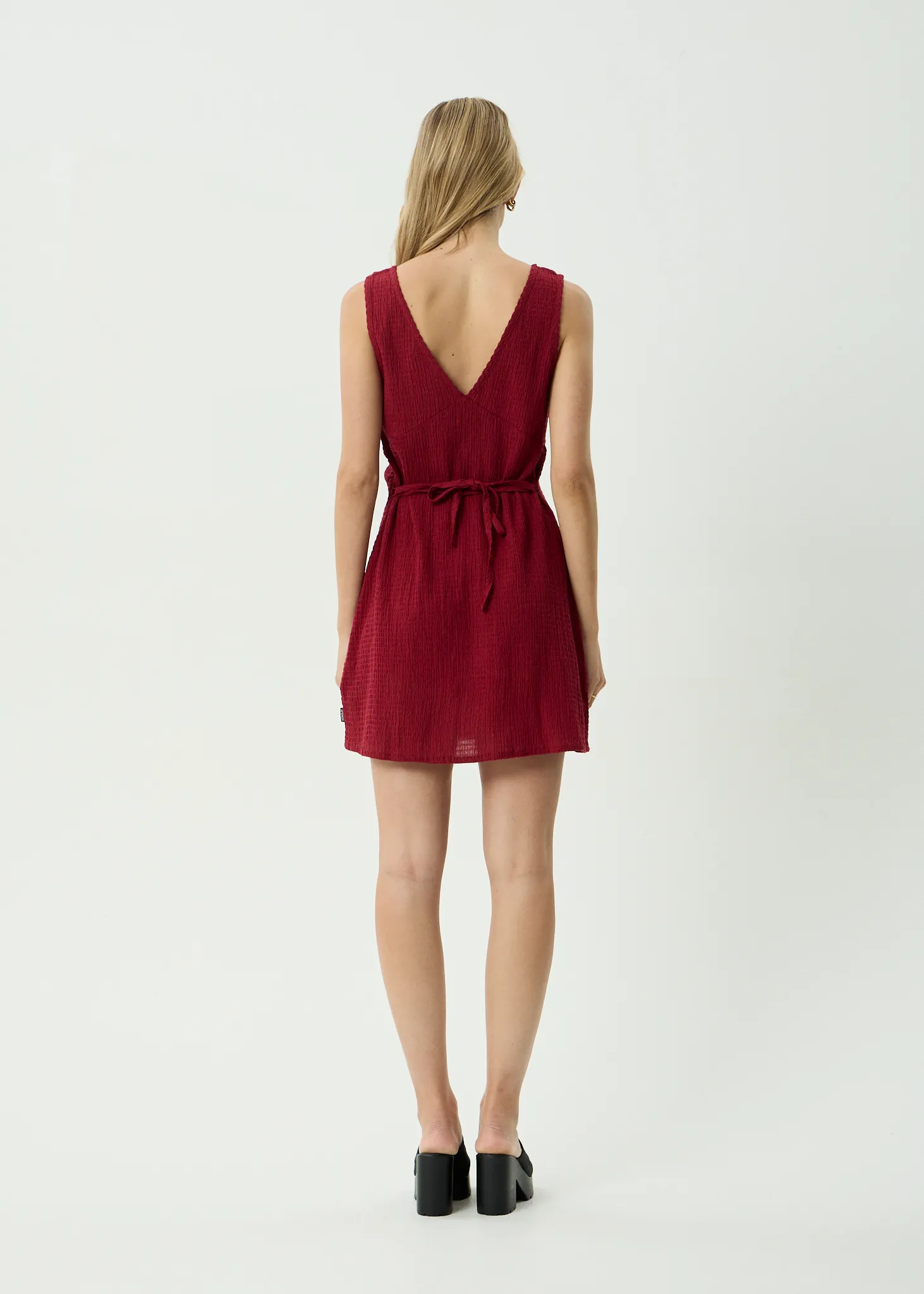 AFENDS Womens Grace - Seersucker Mini Dress - Burgundy sold by Afends product image thumbnail 4