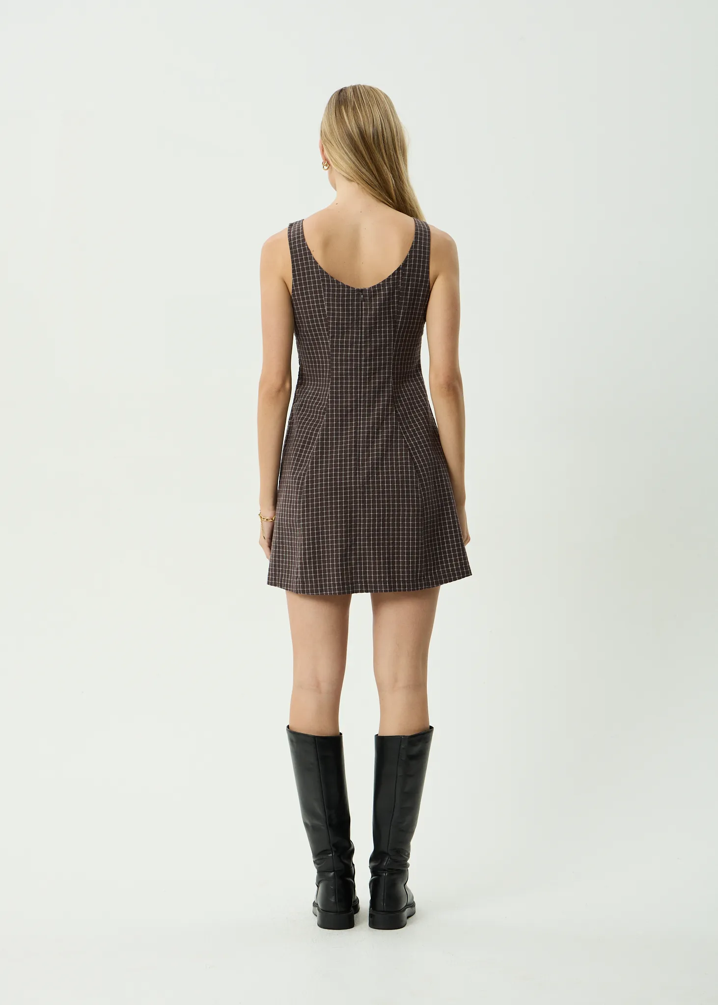 AFENDS Womens Lux - Mini Dress - Chocolate Check sold by Afends product image thumbnail 4