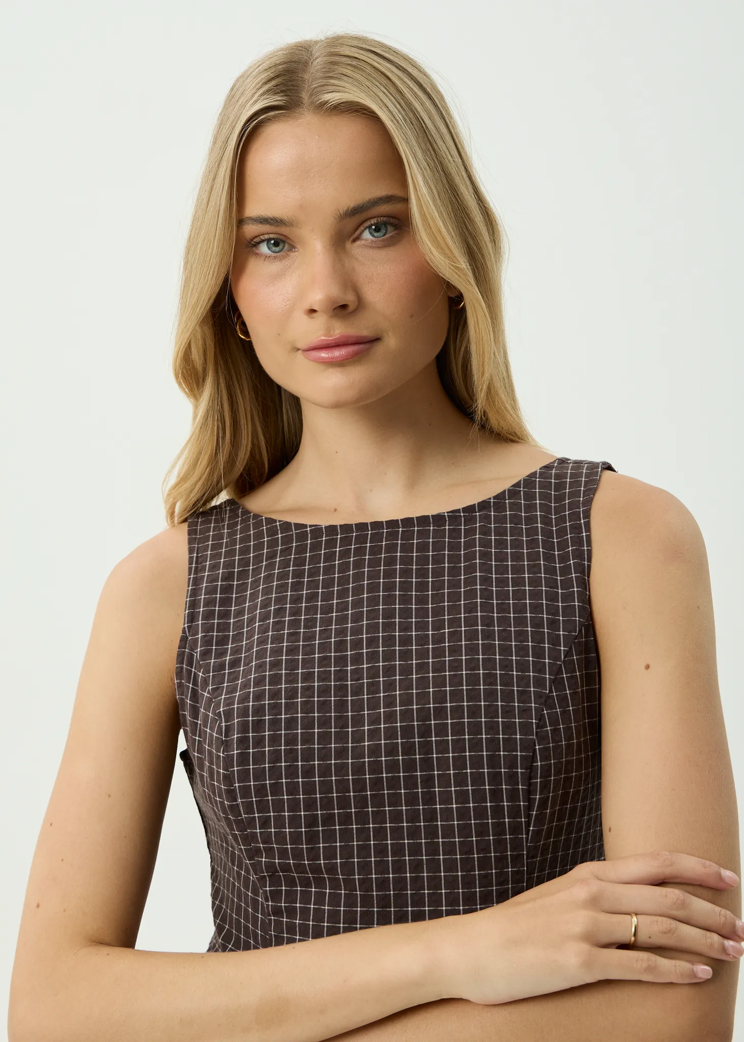 AFENDS Womens Lux - Mini Dress - Chocolate Check sold by Afends product image thumbnail 5