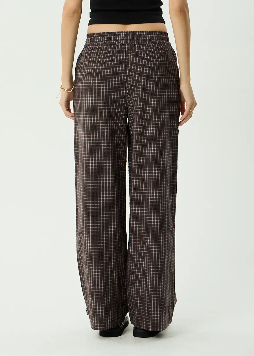AFENDS Womens Harriet - Seersucker Wide Leg Pant - Chocolate Check sold by Afends product image thumbnail 4