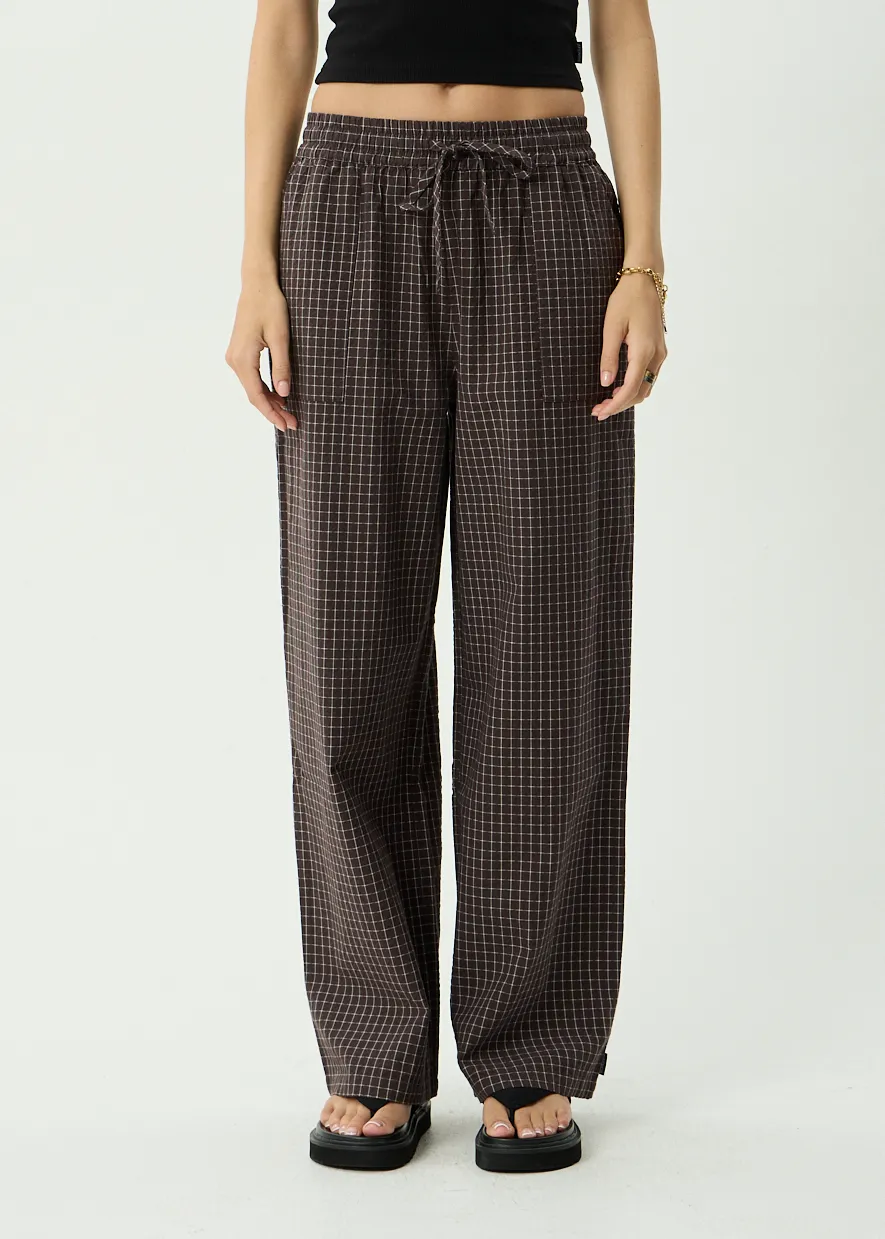 AFENDS Womens Harriet - Seersucker Wide Leg Pant - Chocolate Check sold by Afends product image thumbnail 2