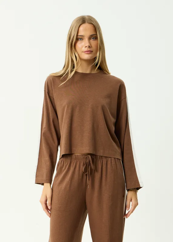 AFENDS Womens Marla -  Long Sleeve Tee - Cinnamon made by Afends