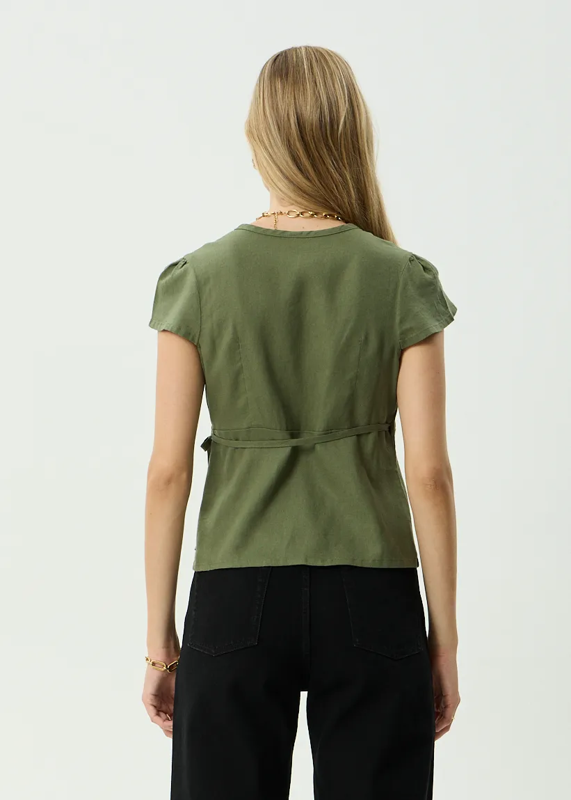 AFENDS Womens Loula - Wrap Top - Deep Olive sold by Afends product image thumbnail 4