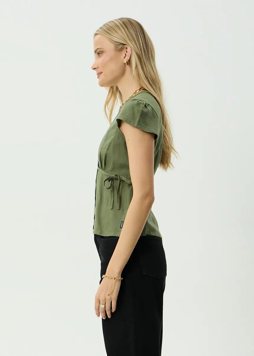 AFENDS Womens Loula - Wrap Top - Deep Olive sold by Afends product image thumbnail 3
