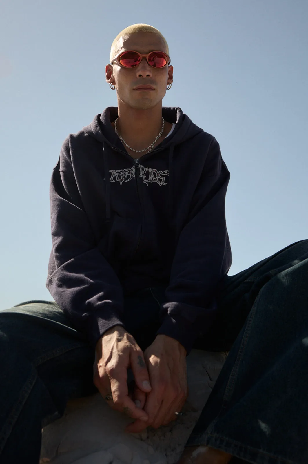 AFENDS Mens Kharma - Boxy Zip Hood - Washed Deep Sea sold by Afends product image thumbnail 2