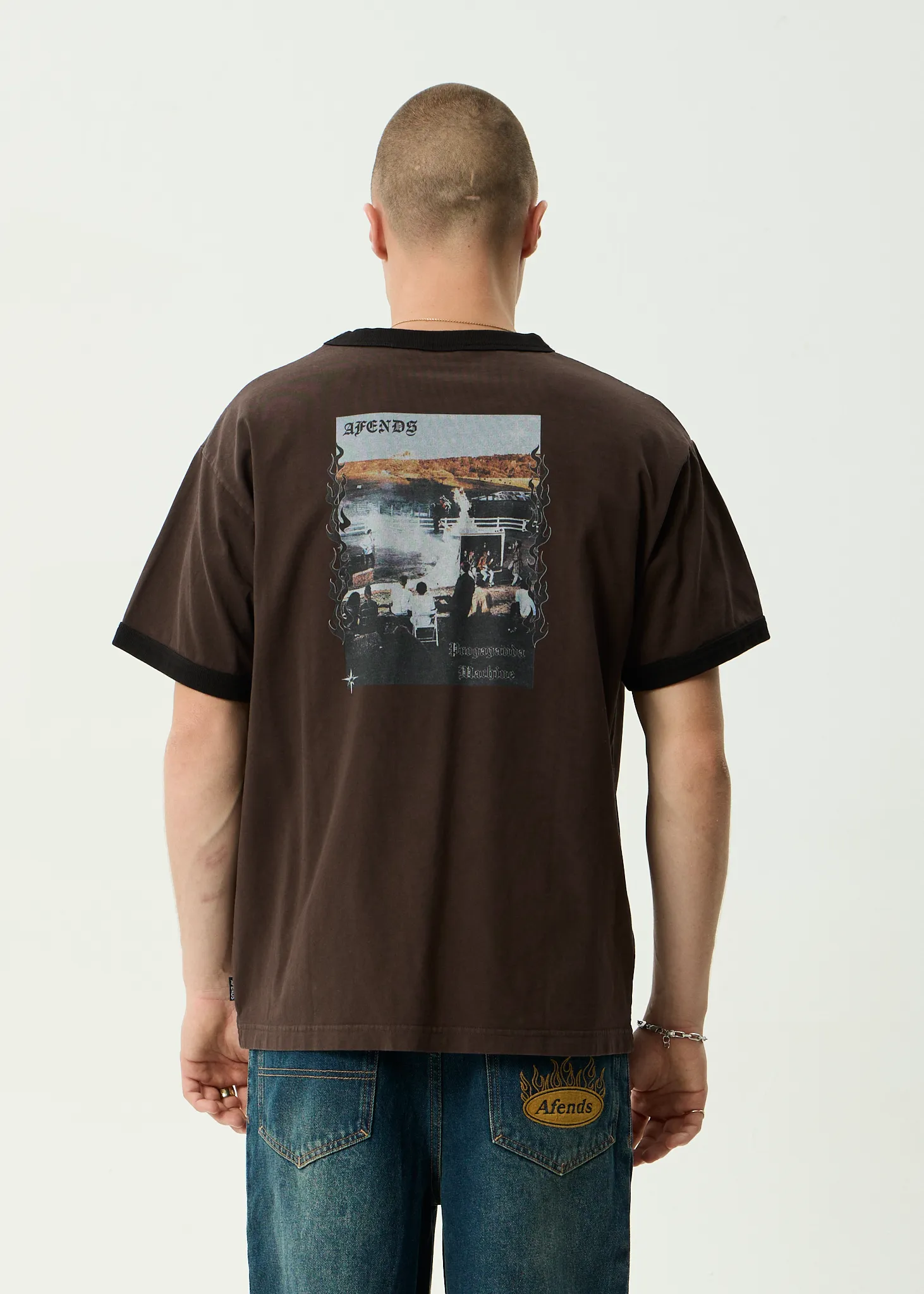 AFENDS Mens Machine - Boxy Ringer Fit Tee - Washed Coffee sold by Afends product image thumbnail 4