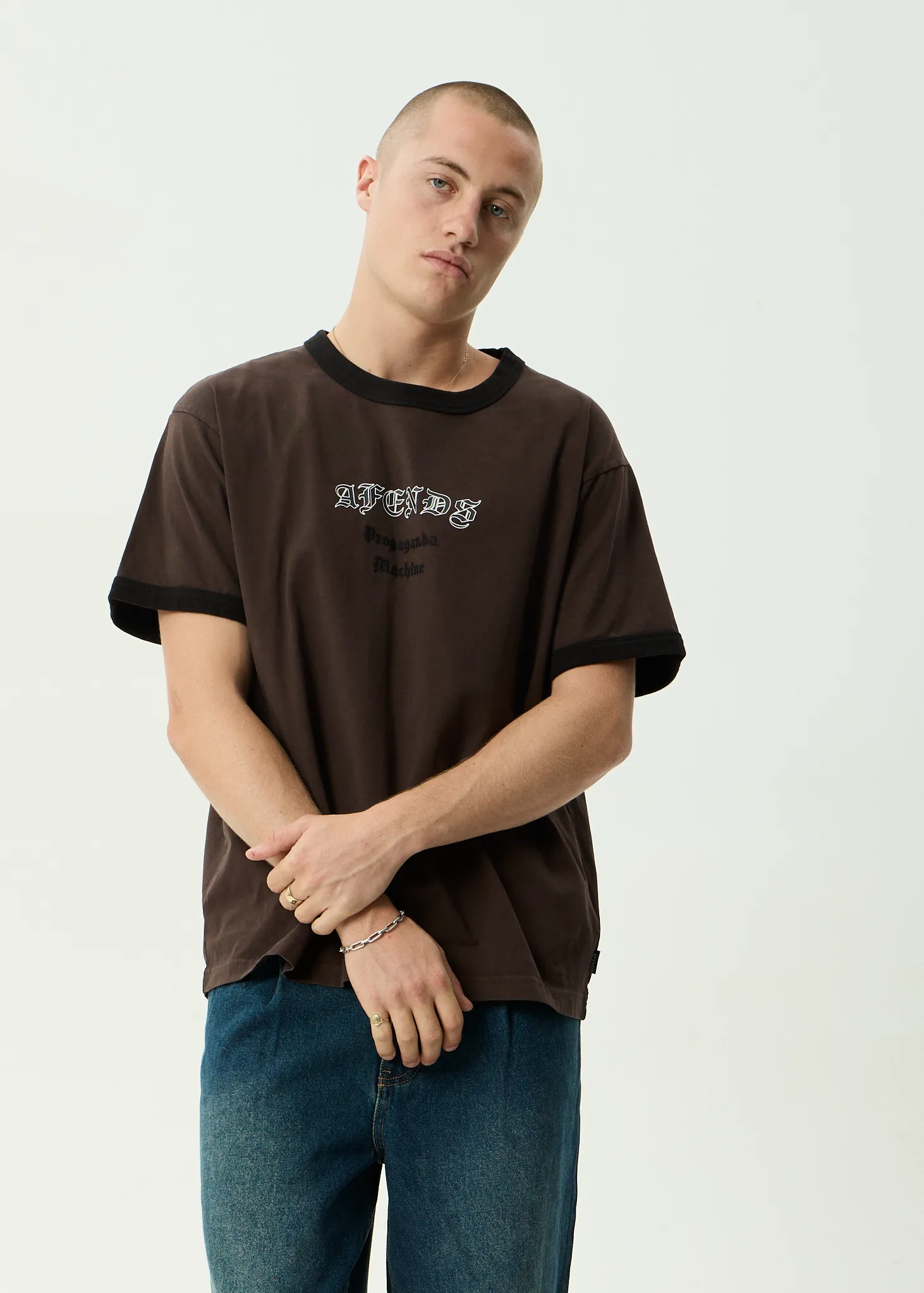 AFENDS Mens Machine - Boxy Ringer Fit Tee - Washed Coffee sold by Afends product image thumbnail 3