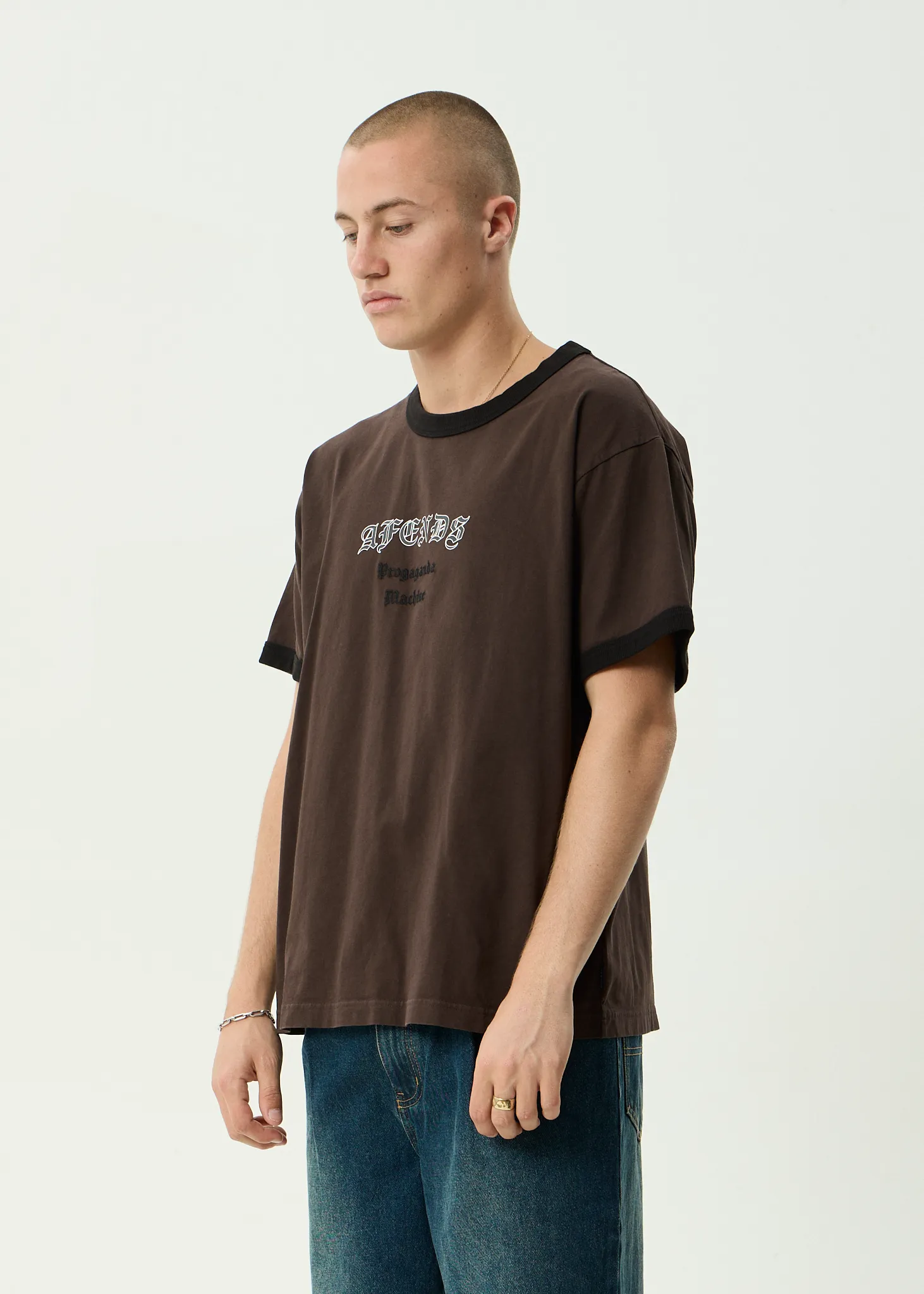 AFENDS Mens Machine - Boxy Ringer Fit Tee - Washed Coffee sold by Afends product image thumbnail 5
