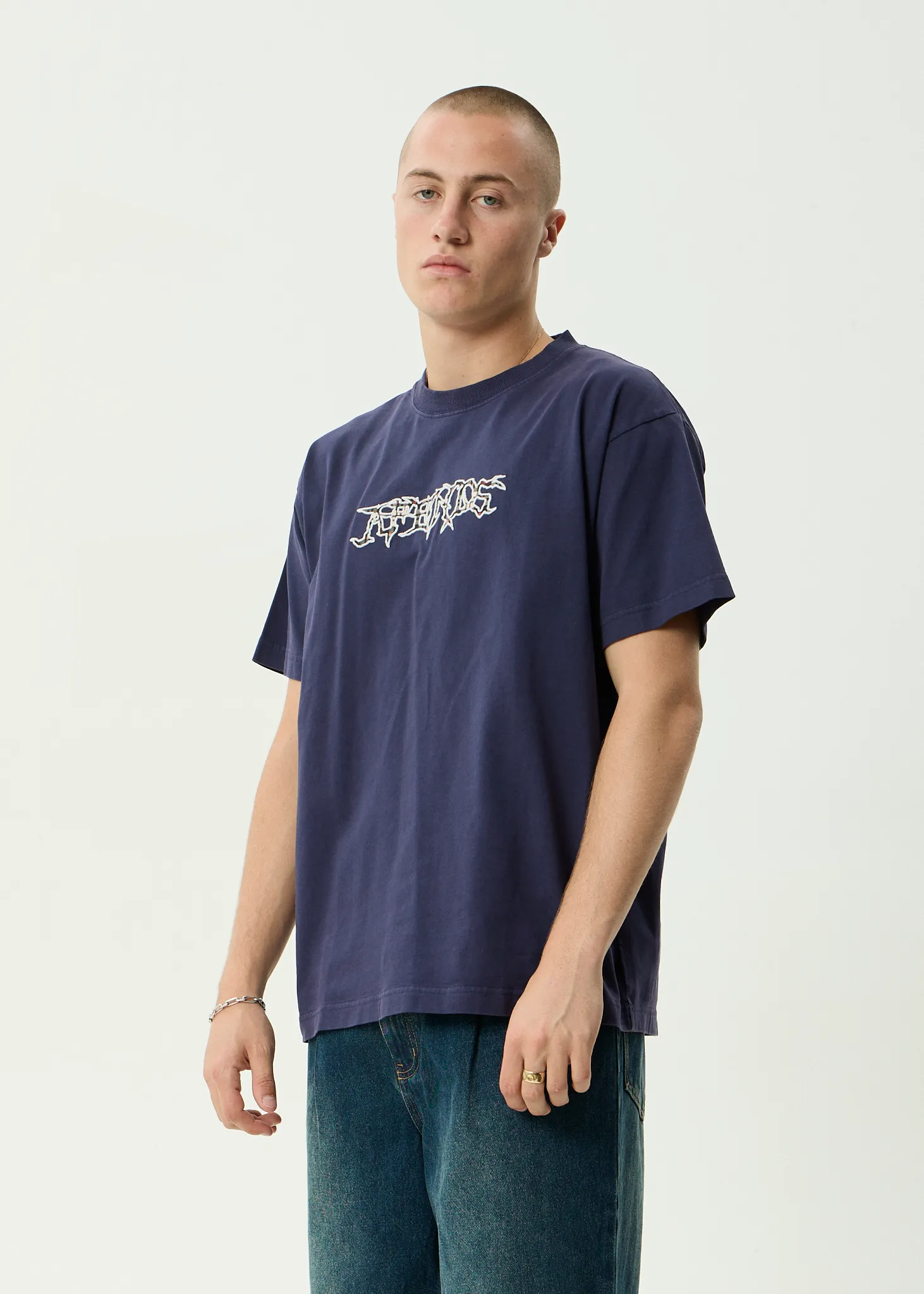 AFENDS Mens Kharma - Heavyweight Boxy Tee - Washed Deep Sea sold by Afends product image thumbnail 3
