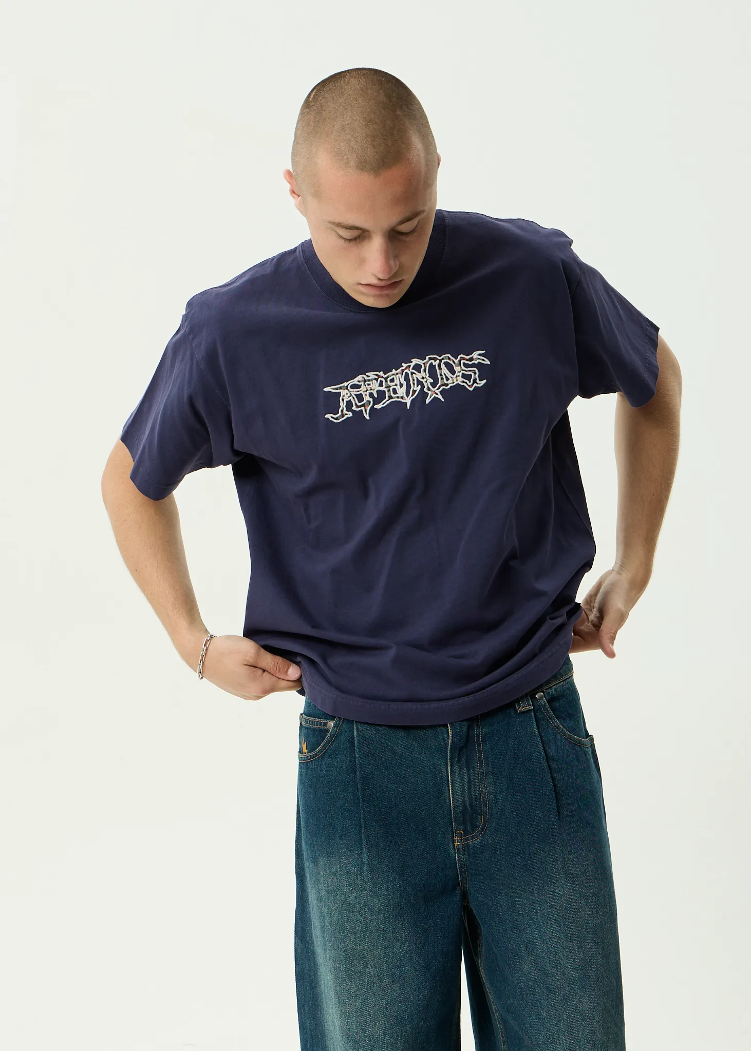 AFENDS Mens Kharma - Heavyweight Boxy Tee - Washed Deep Sea sold by Afends product image thumbnail 2