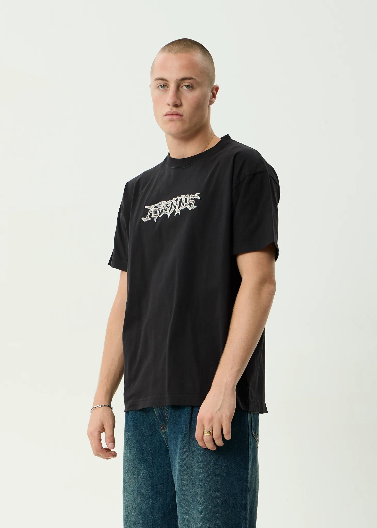 AFENDS Mens Kharma - Heavyweight Boxy Tee - Stone Black sold by Afends product image thumbnail 4