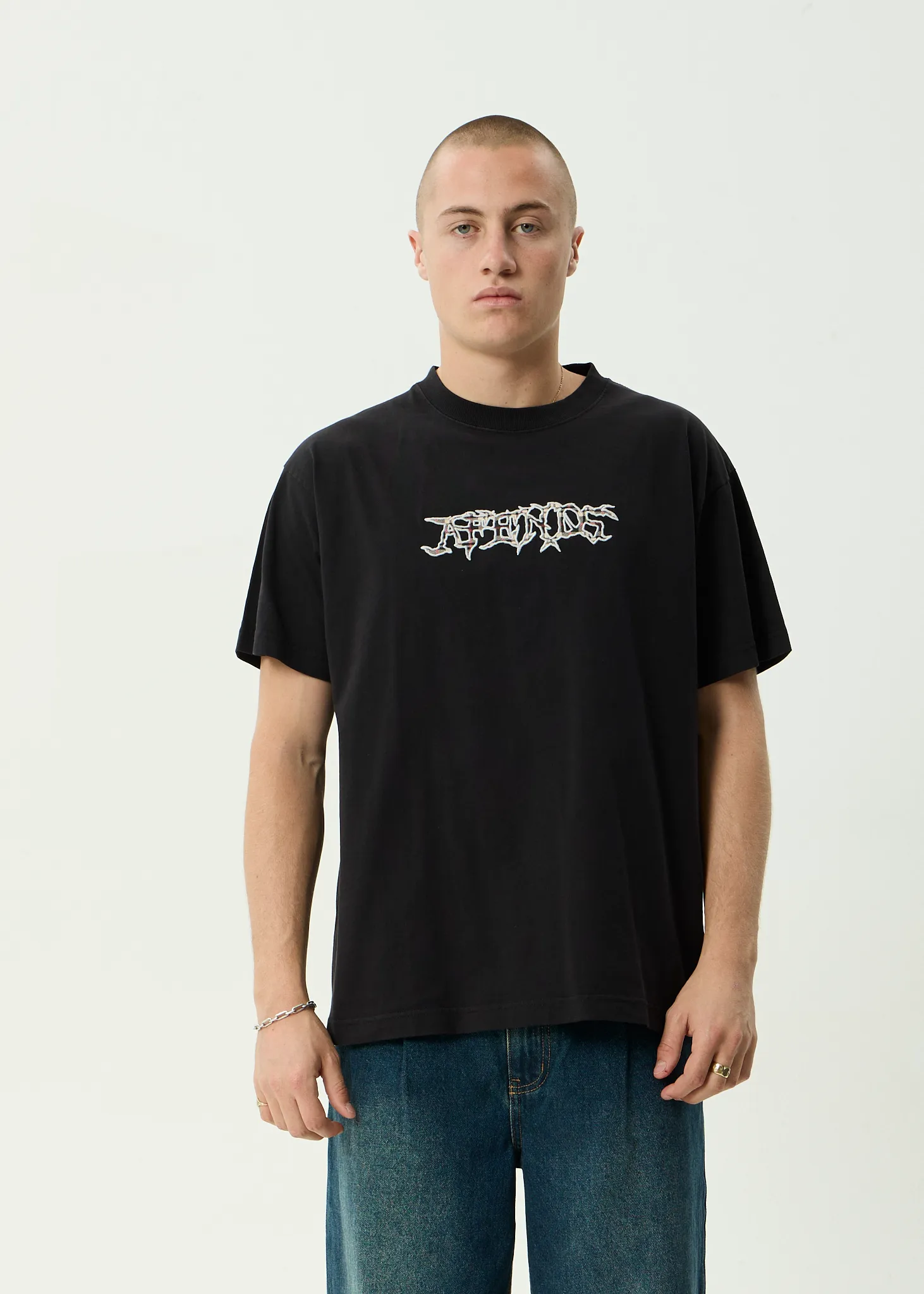 AFENDS Mens Kharma - Heavyweight Boxy Tee - Stone Black sold by Afends product image thumbnail 3