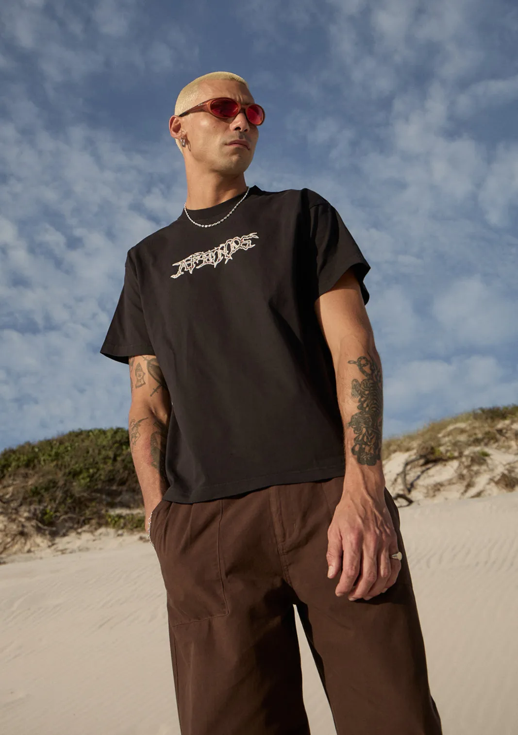 AFENDS Mens Kharma - Heavyweight Boxy Tee - Stone Black sold by Afends product image thumbnail 2