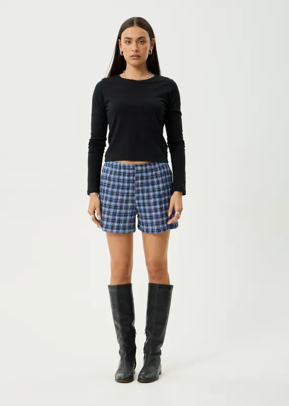 AFENDS Womens Mountains - Seersucker Short - Navy Red Check made by Afends
