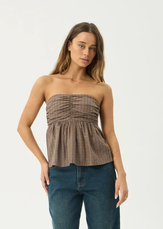 AFENDS Womens Juni - Strapless Top - Coffee made by Afends