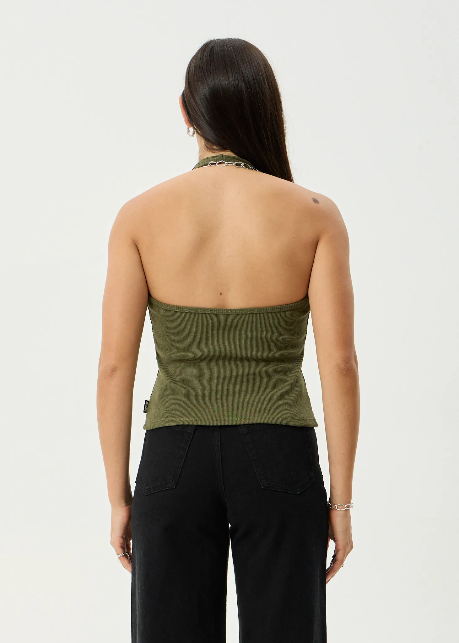 AFENDS Womens Basis - Rib Halter - Deep Olive sold by Afends product image thumbnail 2