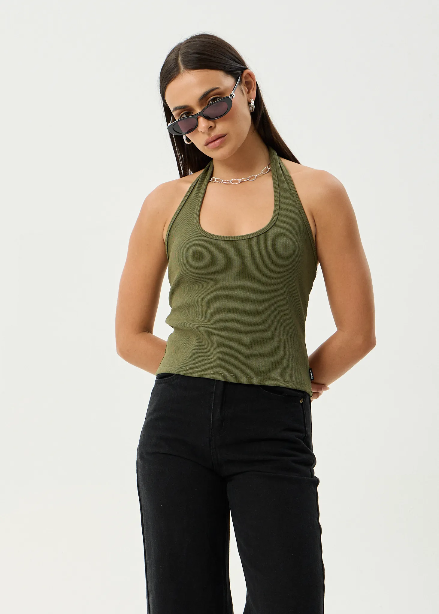 AFENDS Womens Basis - Rib Halter - Deep Olive sold by Afends product image thumbnail 3